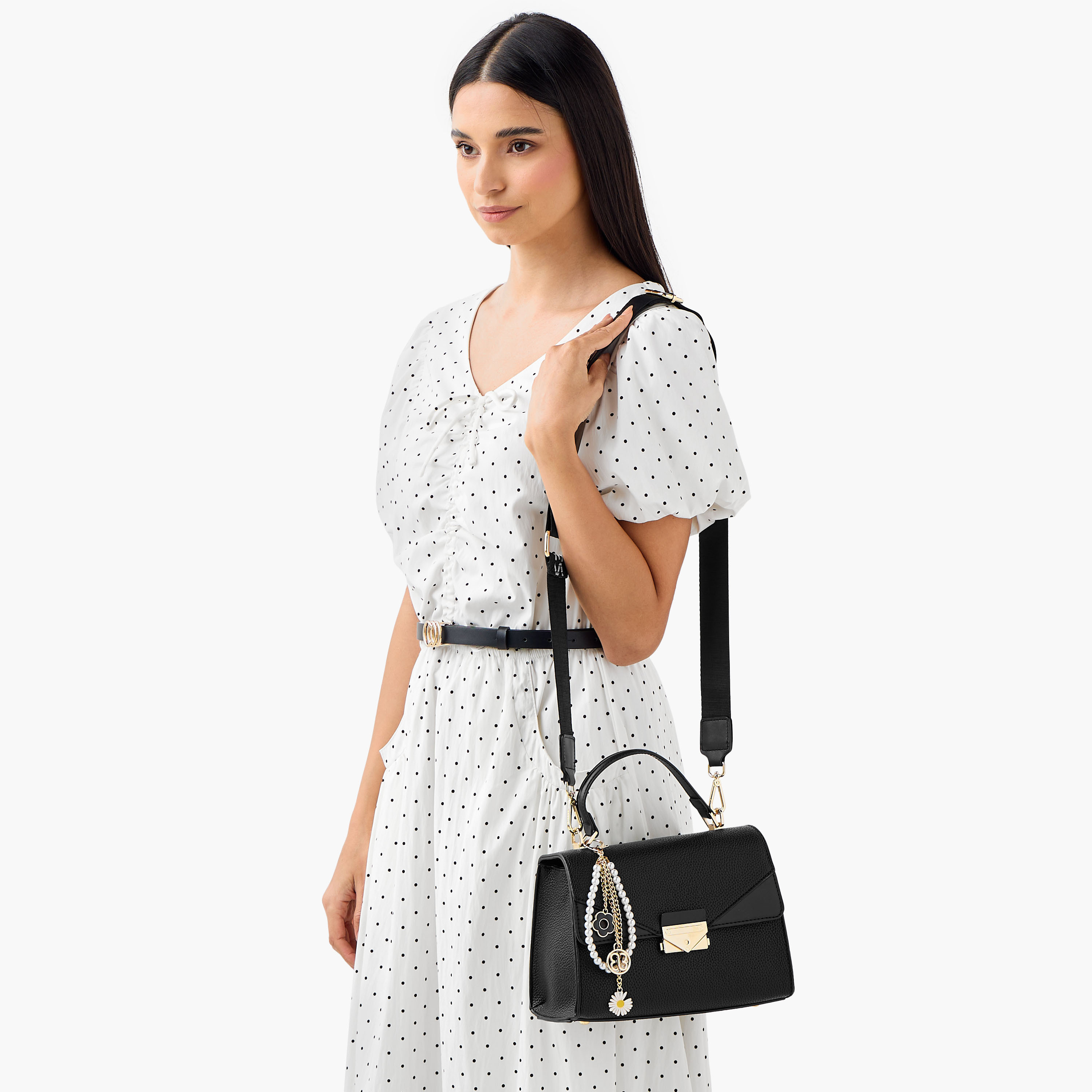 Bessie London Textured Crossbody Bag with Charm Detail-women-bagsandwallets-handbags-image-2