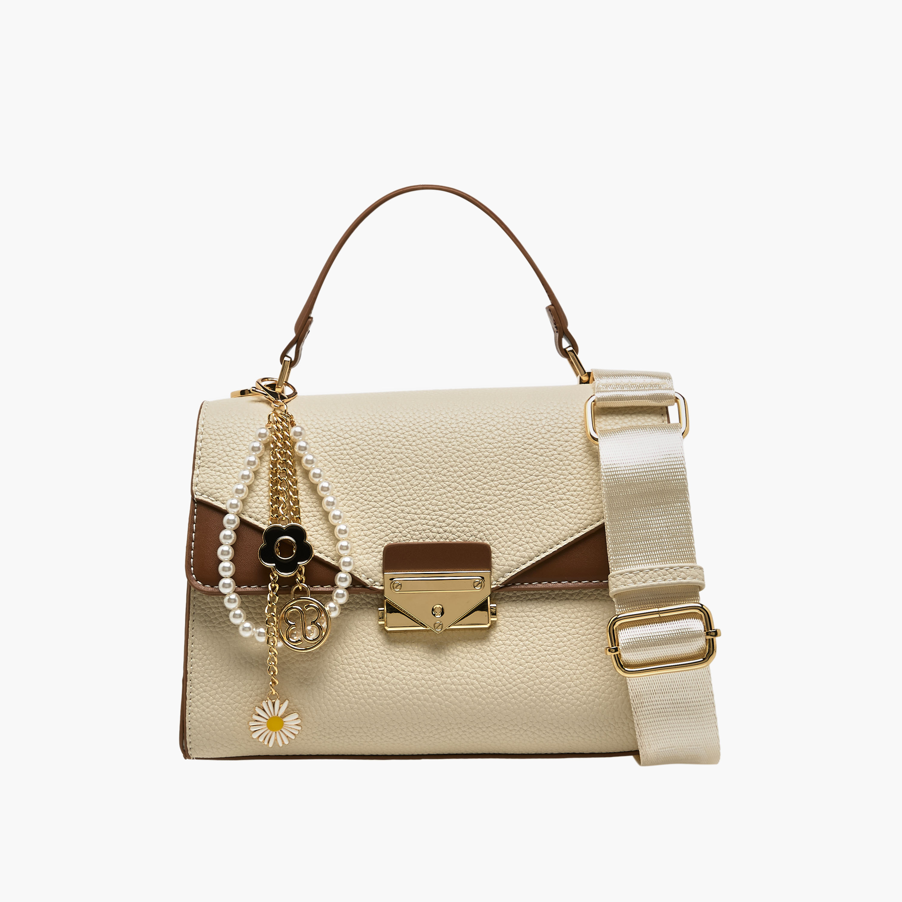 Bessie London Textured Crossbody Bag with Charm Detail-women-bagsandwallets-handbags-image-1