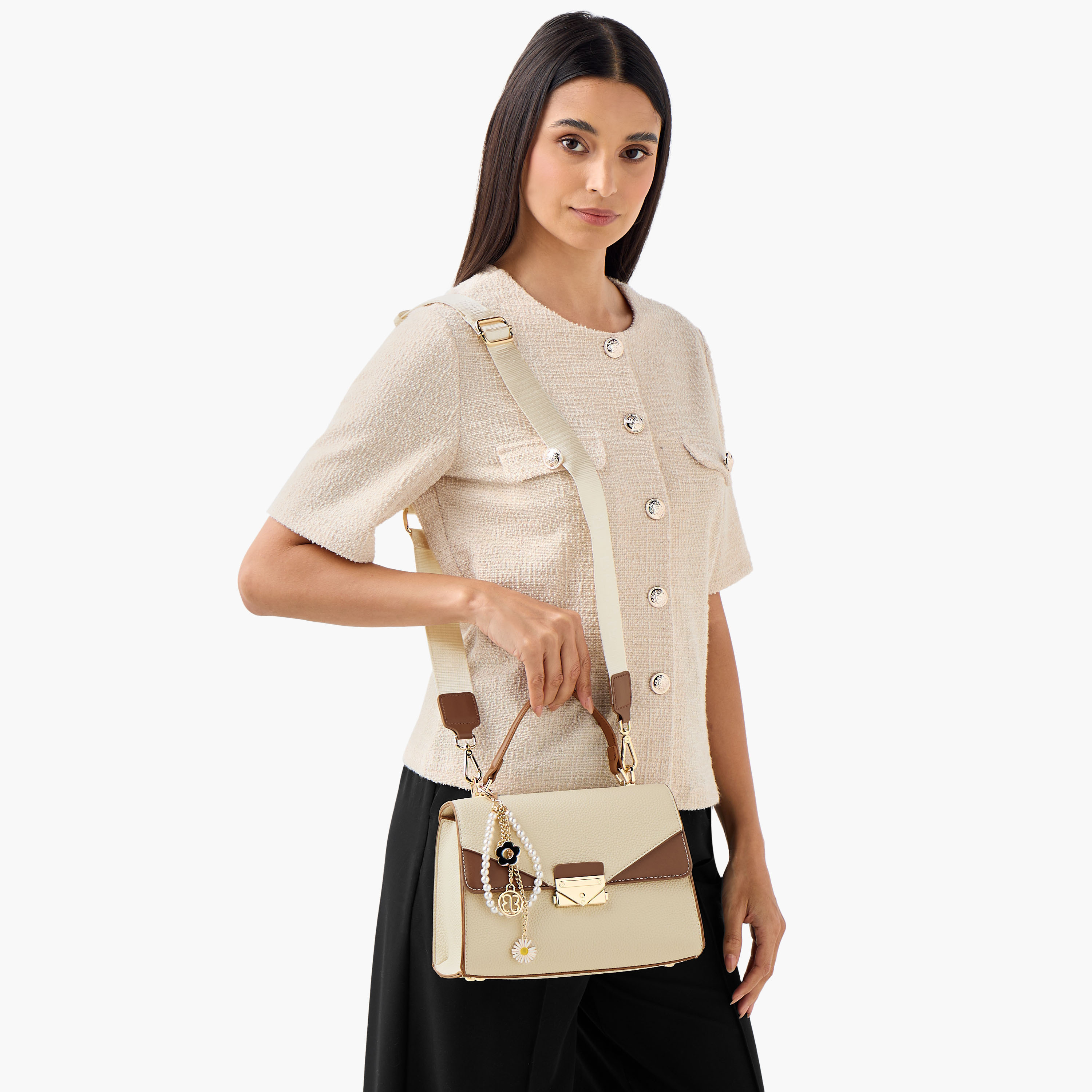 Bessie London Textured Crossbody Bag with Charm Detail-women-bagsandwallets-handbags-image-2