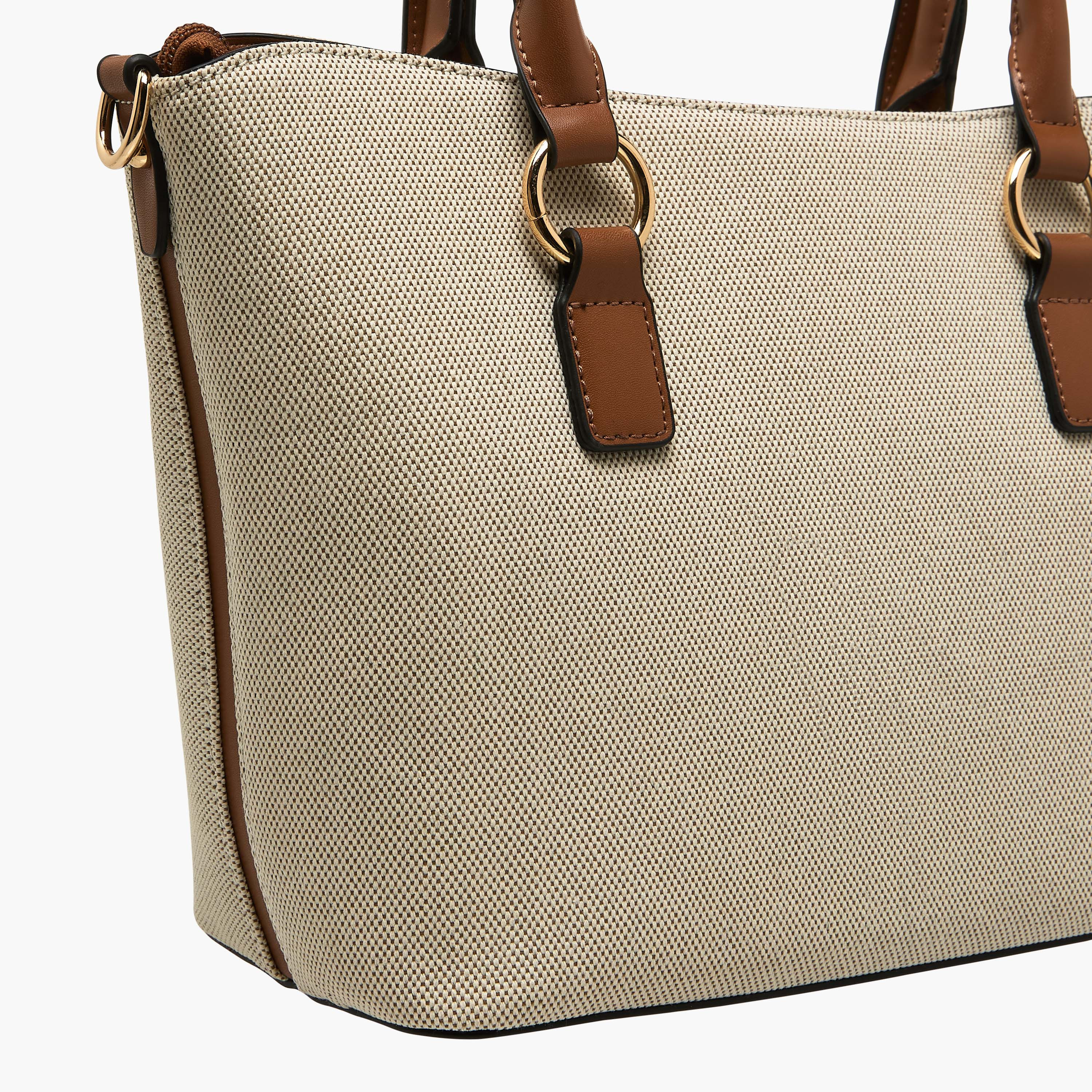 Bessie London Textured Tote Bag with Charm Detail-women-bagsandwallets-handbags-image-6