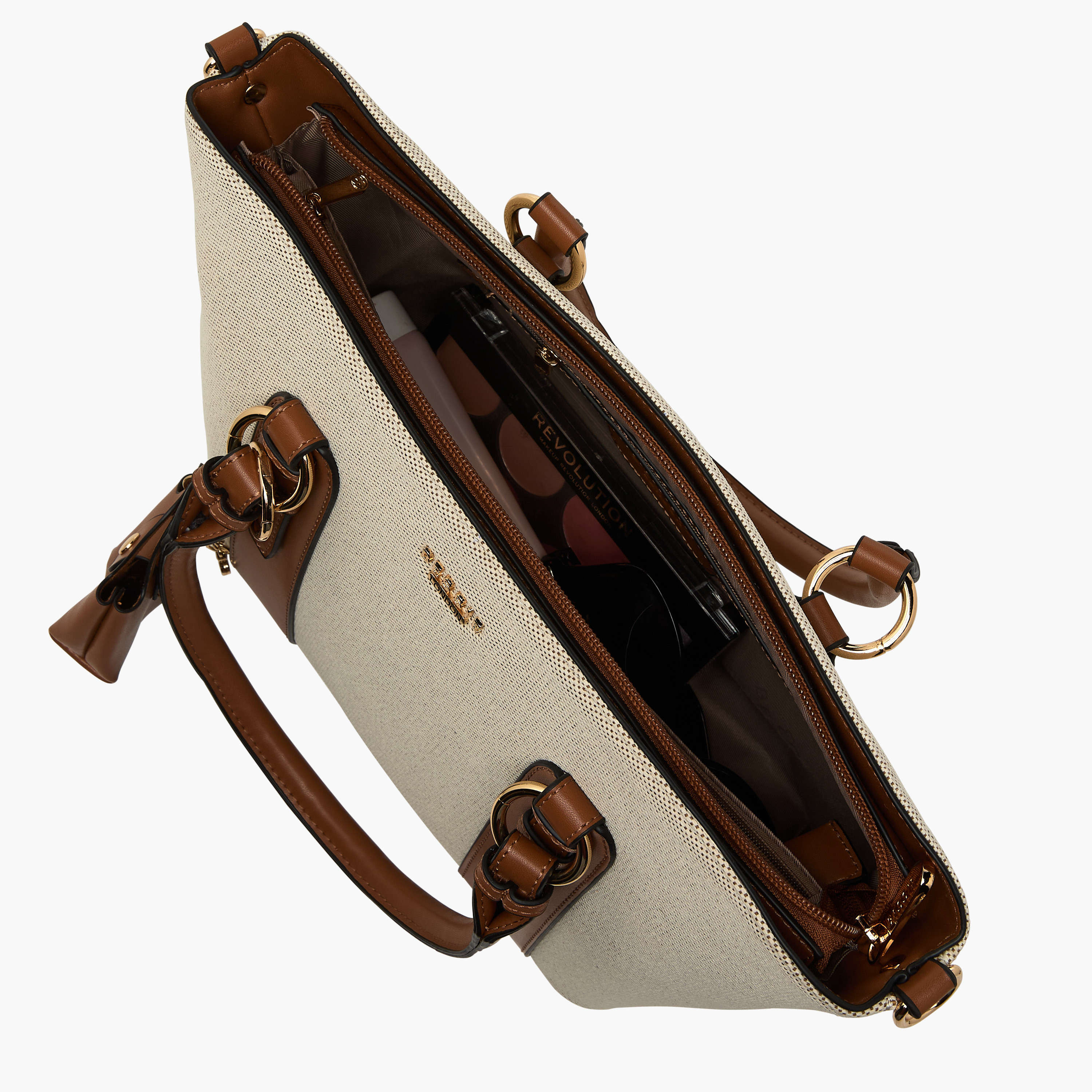 Bessie London Textured Tote Bag with Charm Detail-women-bagsandwallets-handbags-image-9