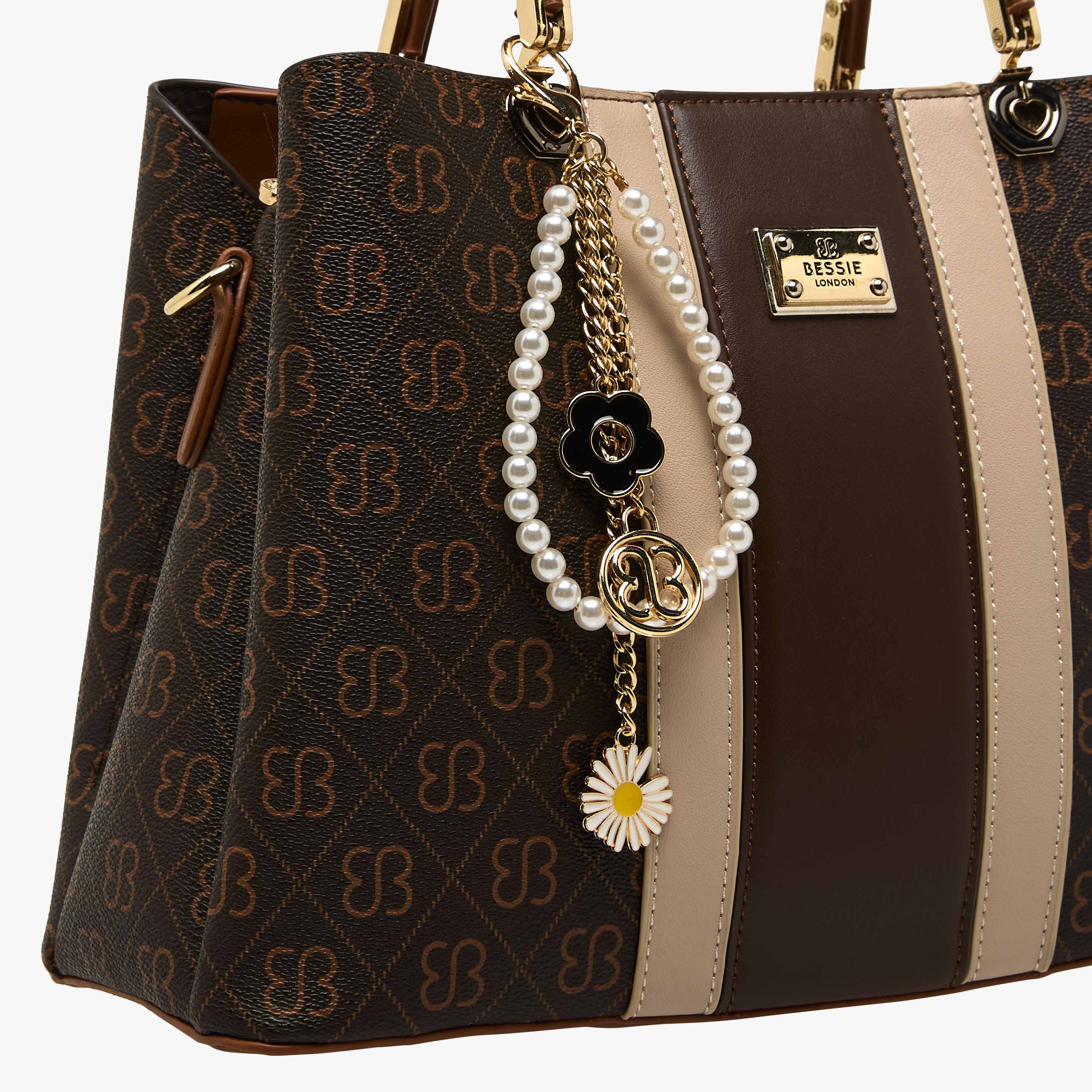 Bessie London Monogram Print Tote Bag with Charm Detail-women-bagsandwallets-handbags-image-5