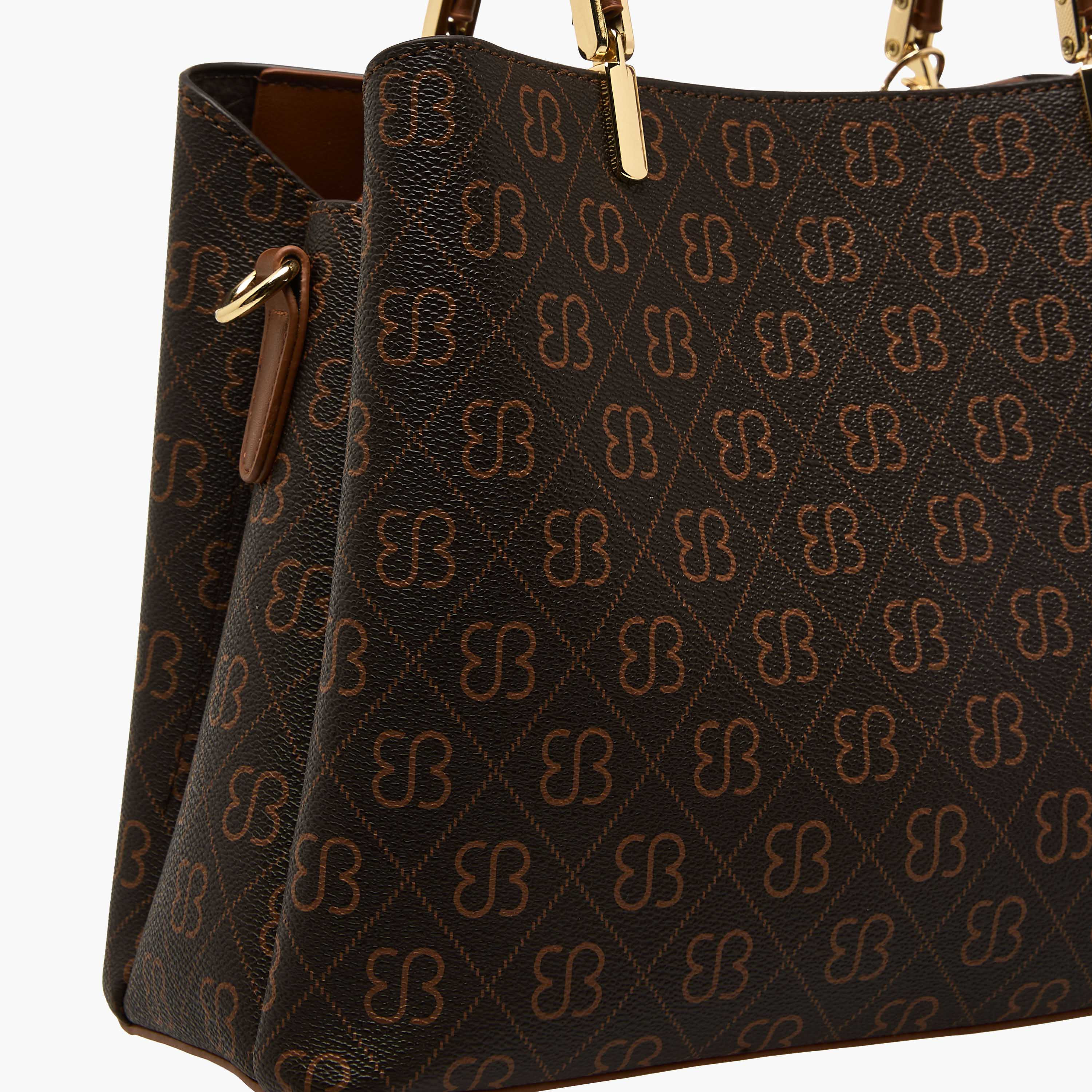 Bessie London Monogram Print Tote Bag with Charm Detail-women-bagsandwallets-handbags-image-6