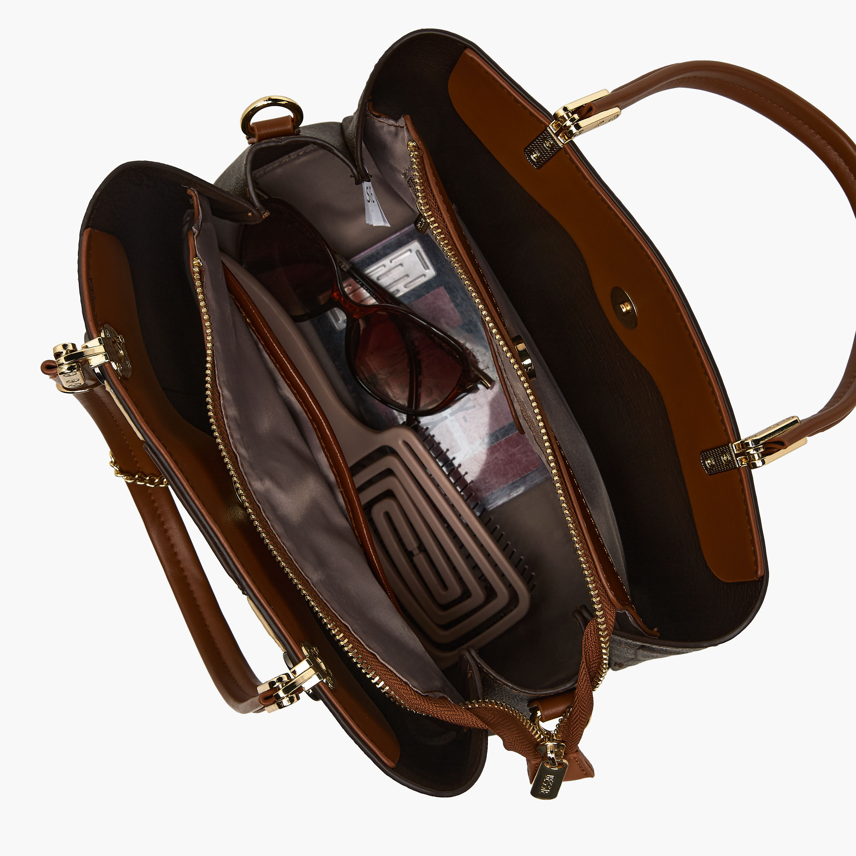 Bessie London Monogram Print Tote Bag with Charm Detail-women-bagsandwallets-handbags-image-9
