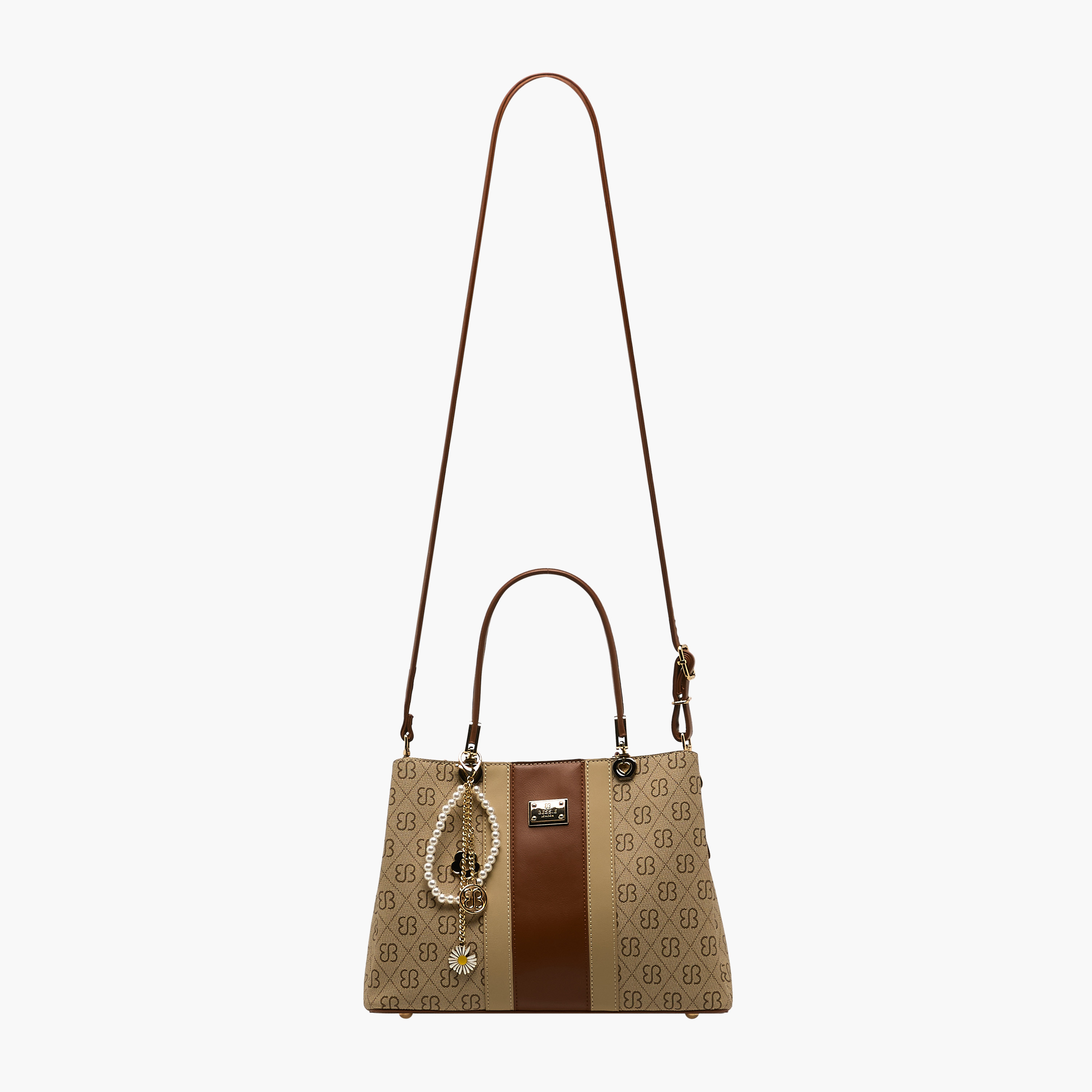 Bessie London Monogram Print Tote Bag with Charm Detail-women-bagsandwallets-handbags-image-3