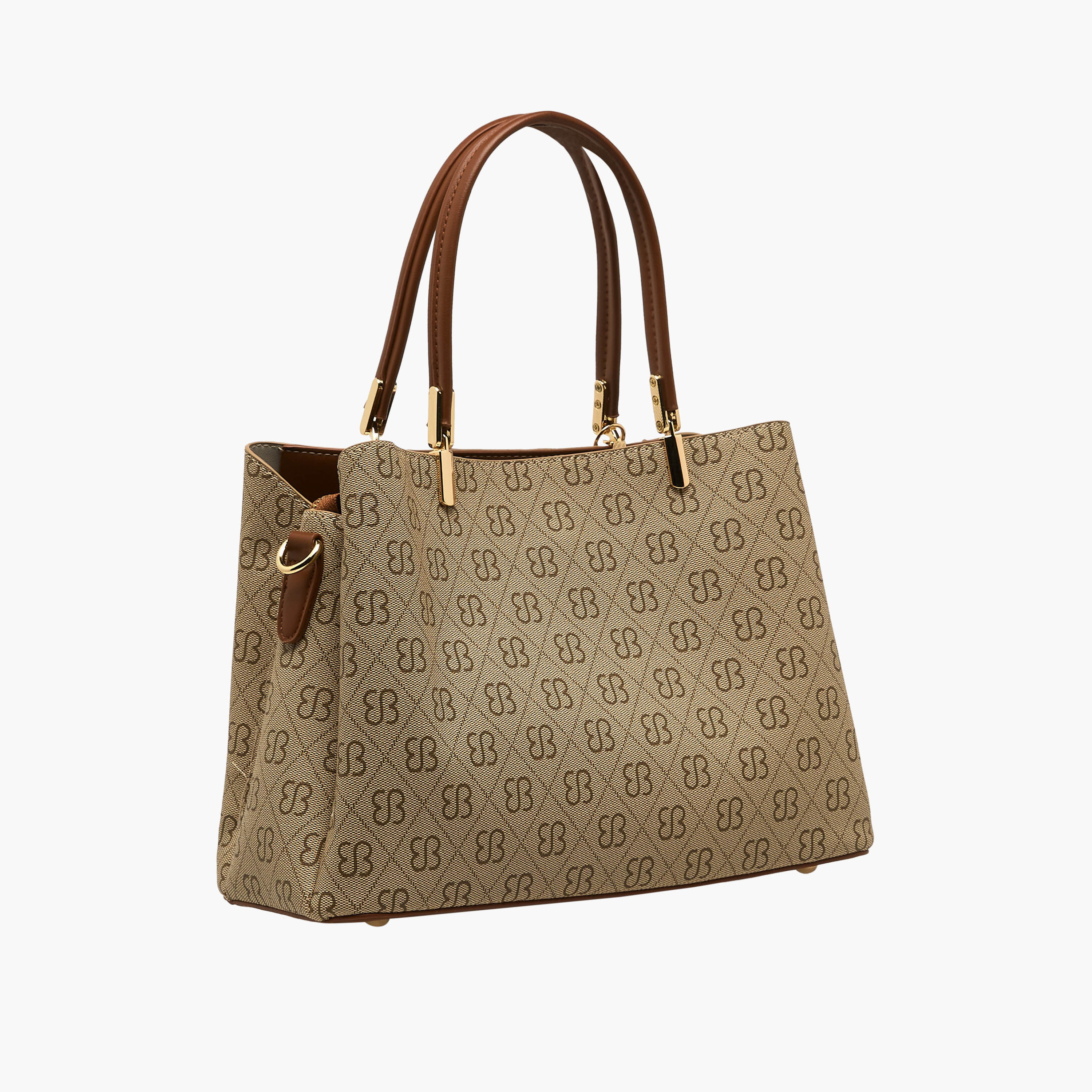 Bessie London Monogram Print Tote Bag with Charm Detail-women-bagsandwallets-handbags-image-4