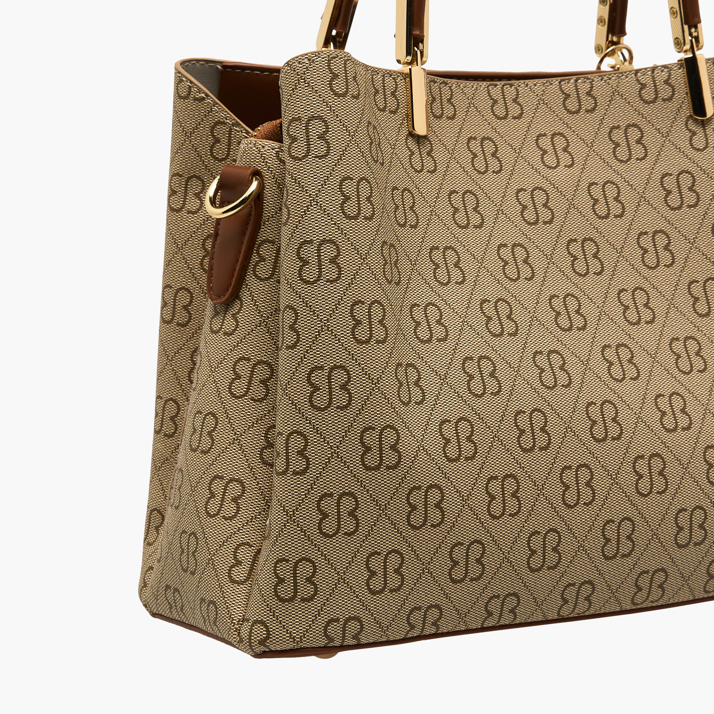 Bessie London Monogram Print Tote Bag with Charm Detail-women-bagsandwallets-handbags-image-6