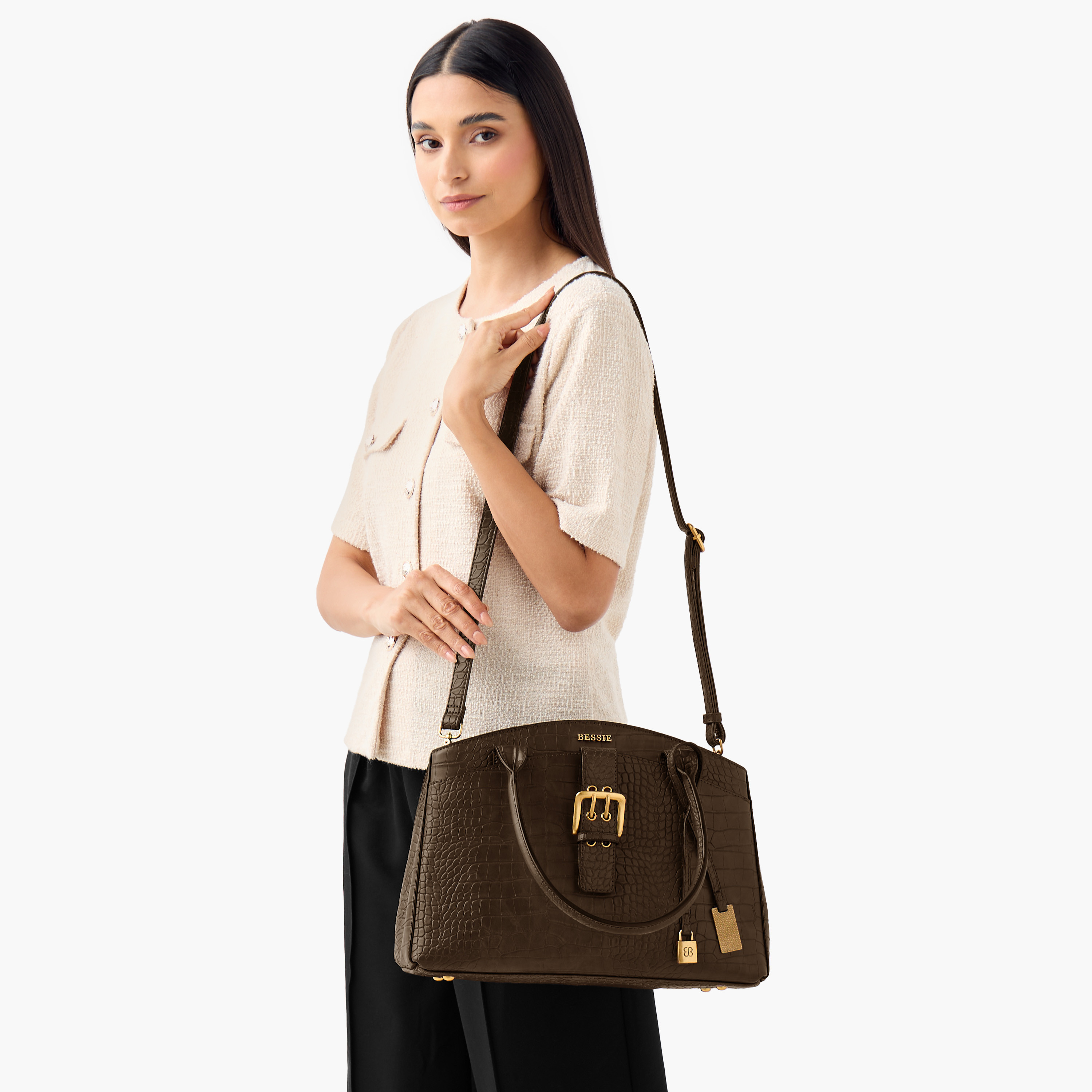 Bessie London Textured Tote Bag with Detachable Strap-women-bagsandwallets-handbags-image-2