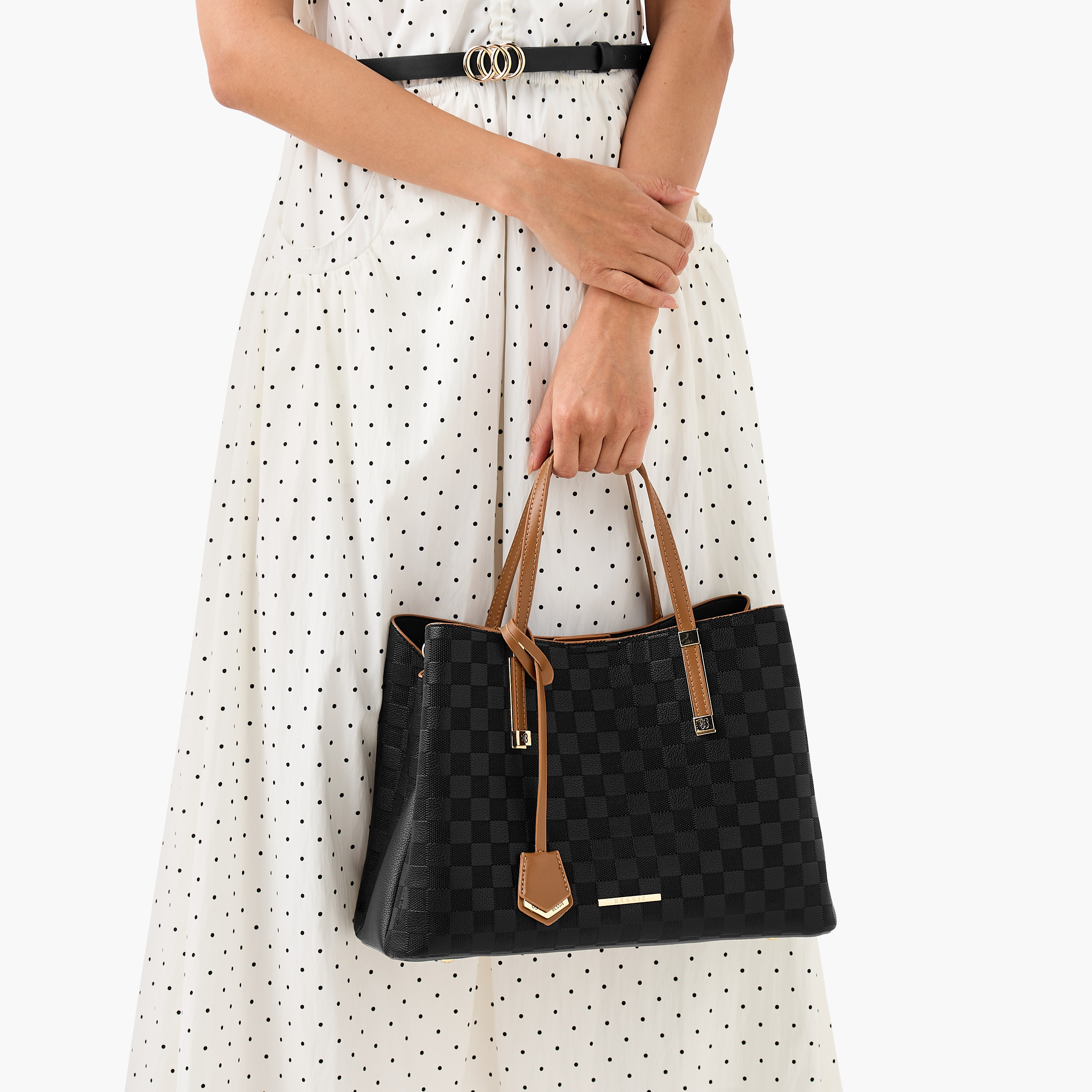 شنطة توتي بطبعات مربعات بحزام قابل للفصل من بيسي لندن-women-bagsandwallets-handbags-image-8