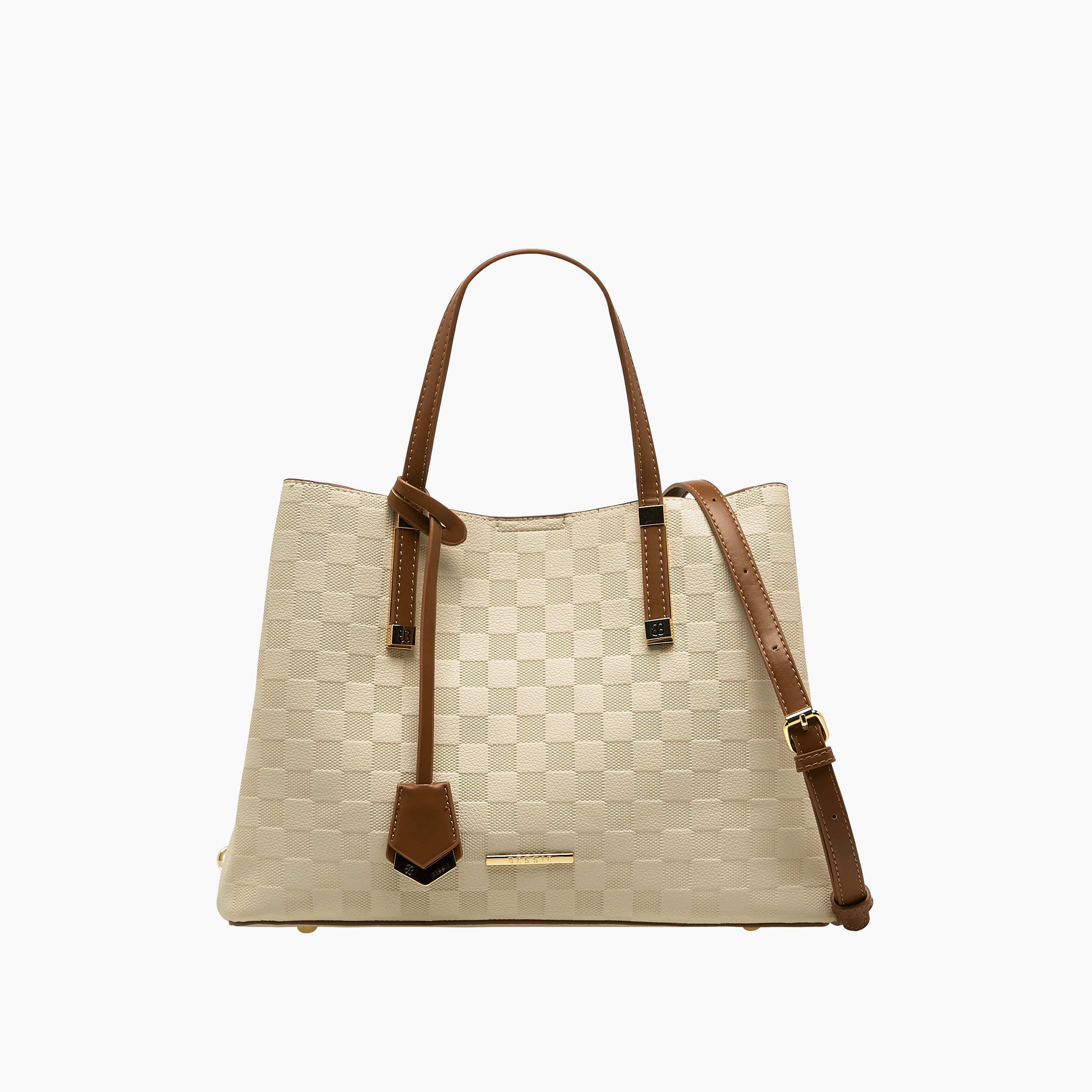 Bessie London Checked Tote Bag with Detachable Strap-women-bagsandwallets-handbags-image-1