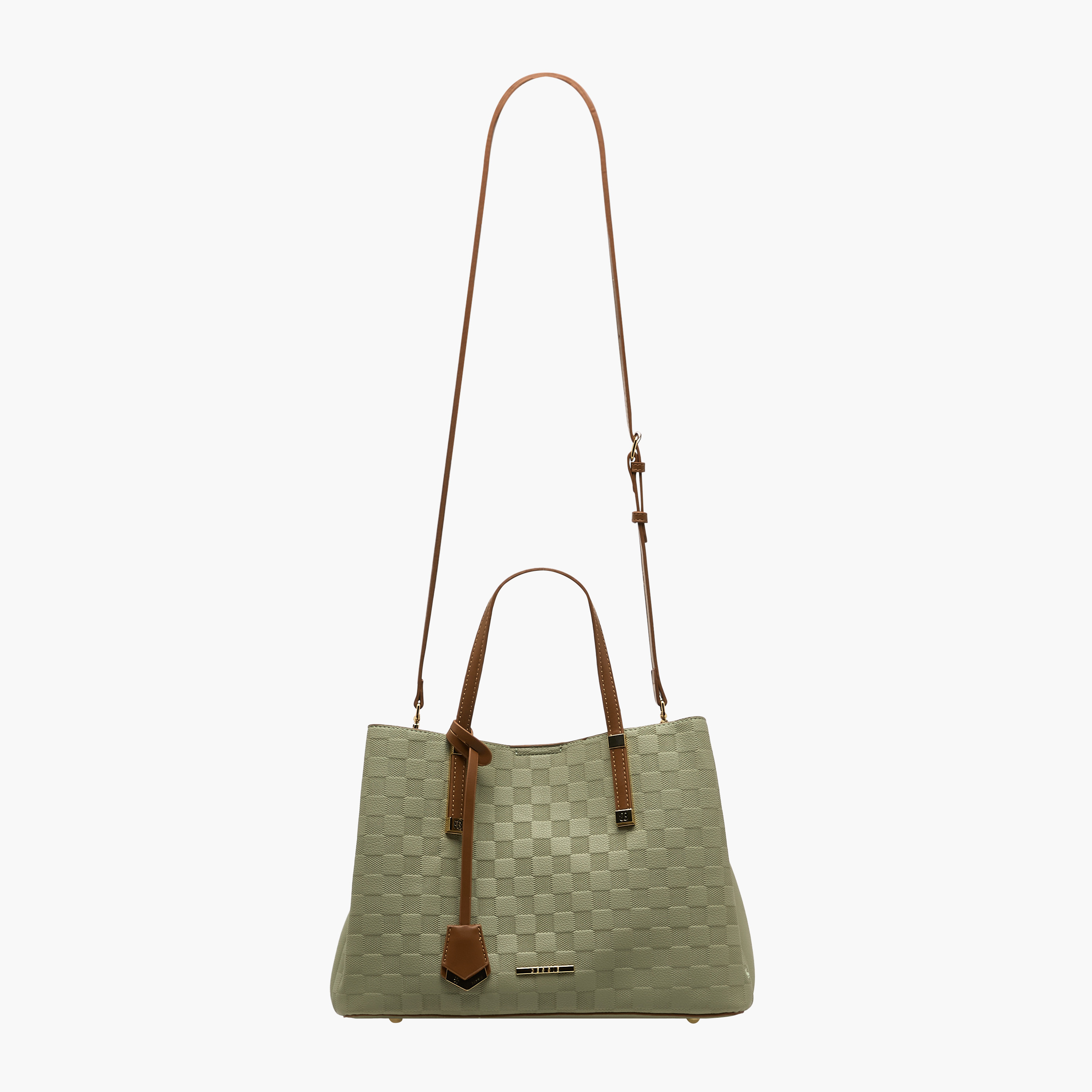 Bessie London Checked Tote Bag with Detachable Strap-women-bagsandwallets-handbags-image-3
