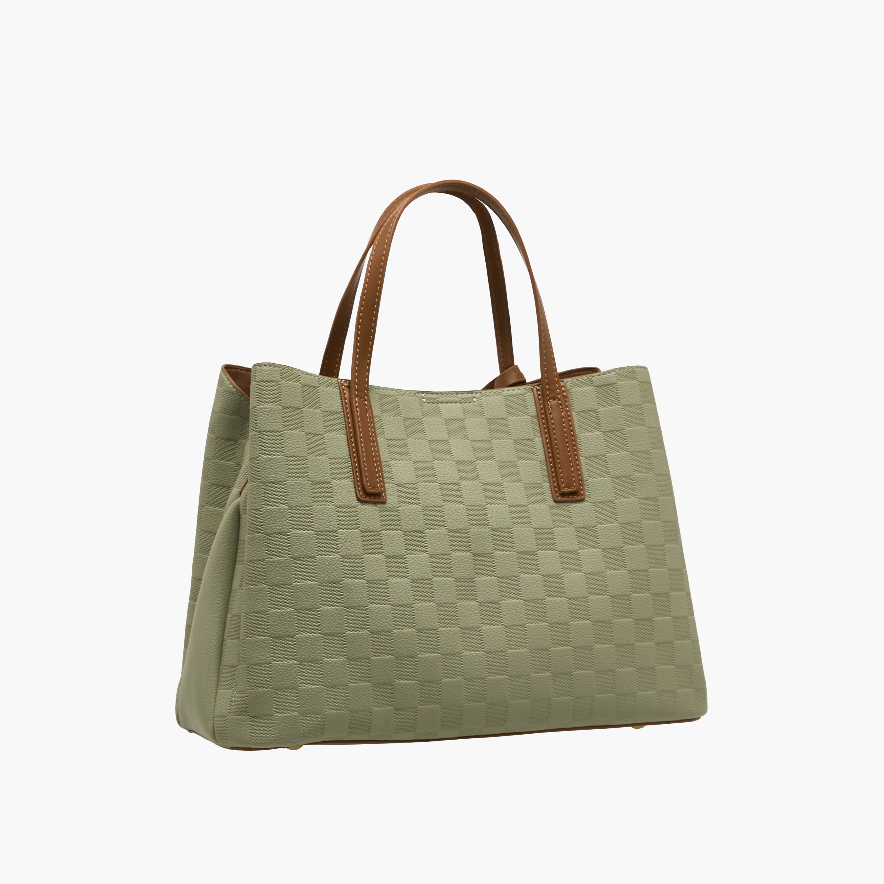 Bessie London Checked Tote Bag with Detachable Strap-women-bagsandwallets-handbags-image-4