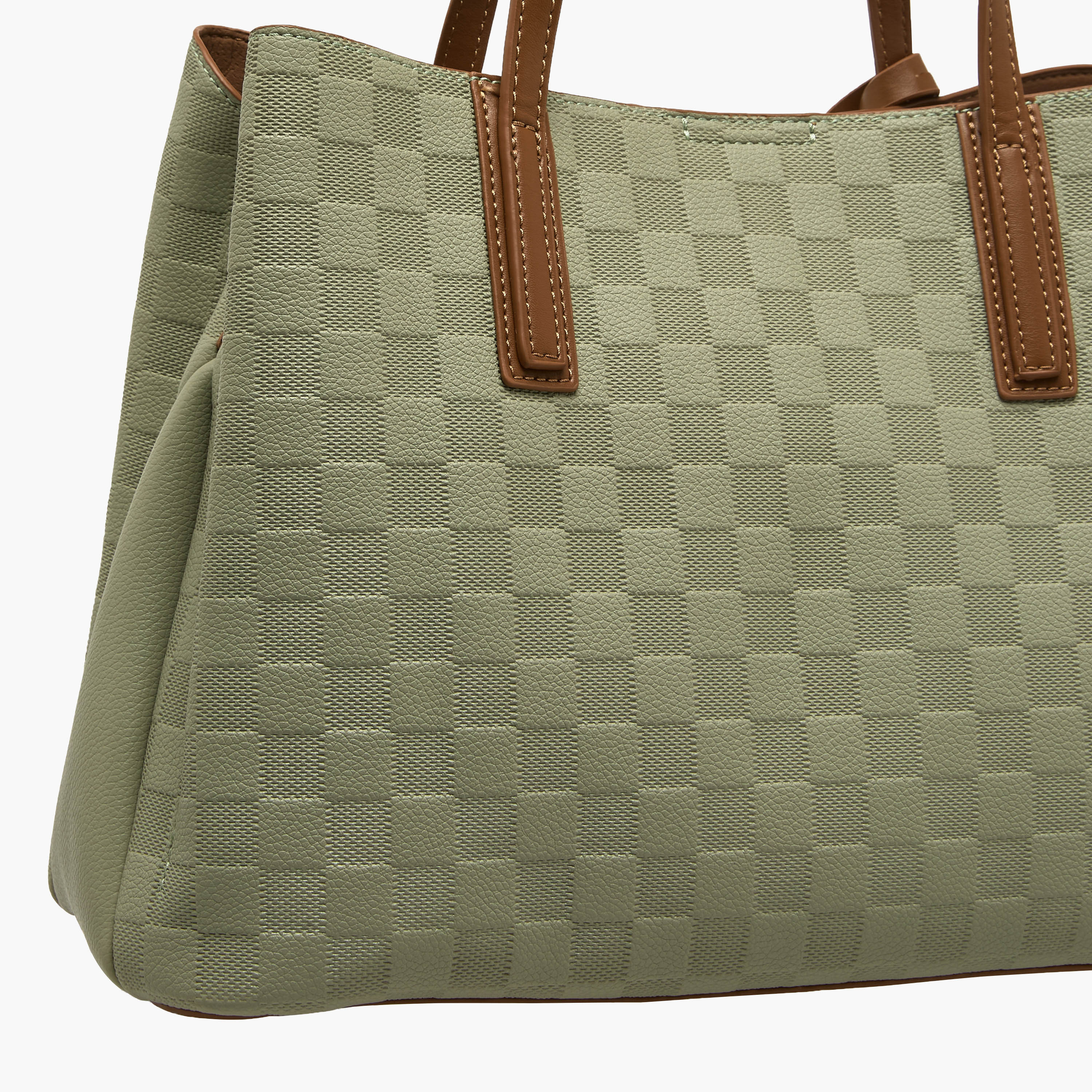Bessie London Checked Tote Bag with Detachable Strap-women-bagsandwallets-handbags-image-6