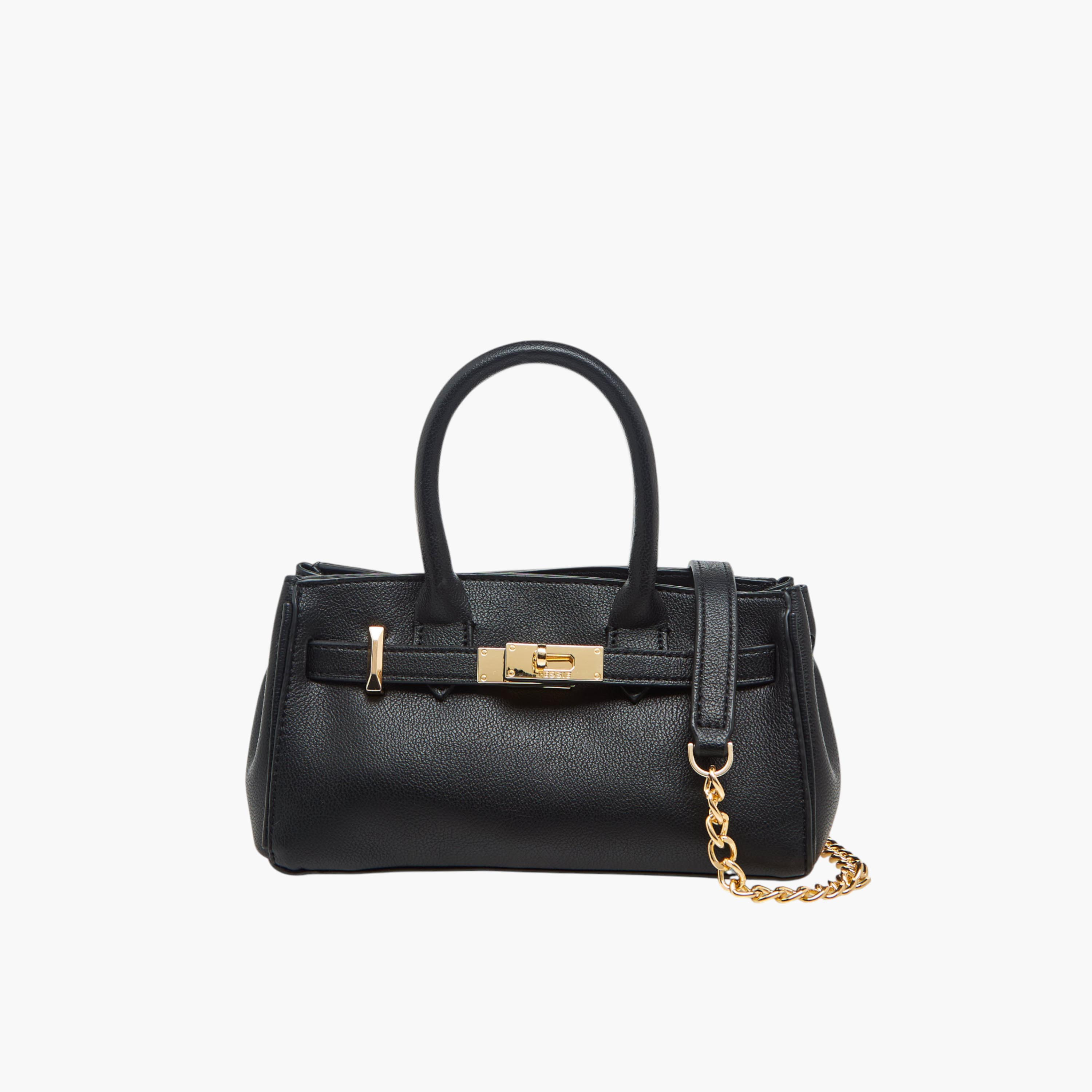 Bessie London Textured Tote Bag with Detachable Chain Strap-women-bagsandwallets-handbags-image-1