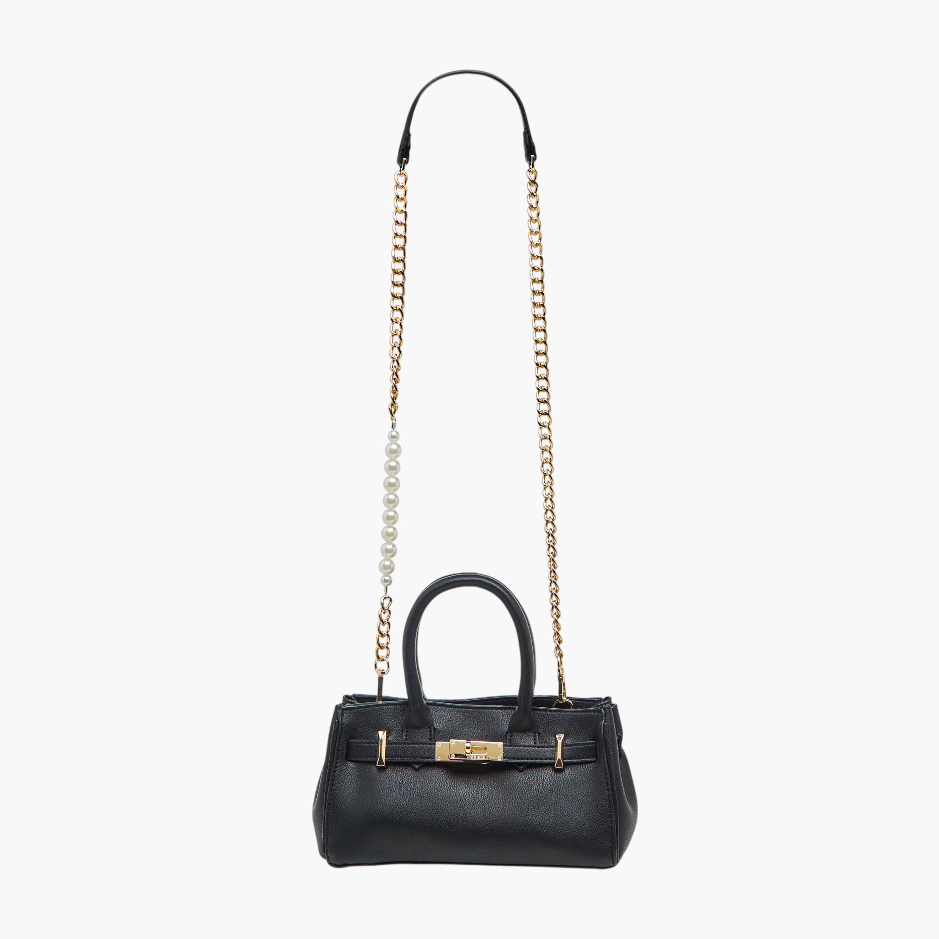 Bessie London Textured Tote Bag with Detachable Chain Strap-women-bagsandwallets-handbags-image-3
