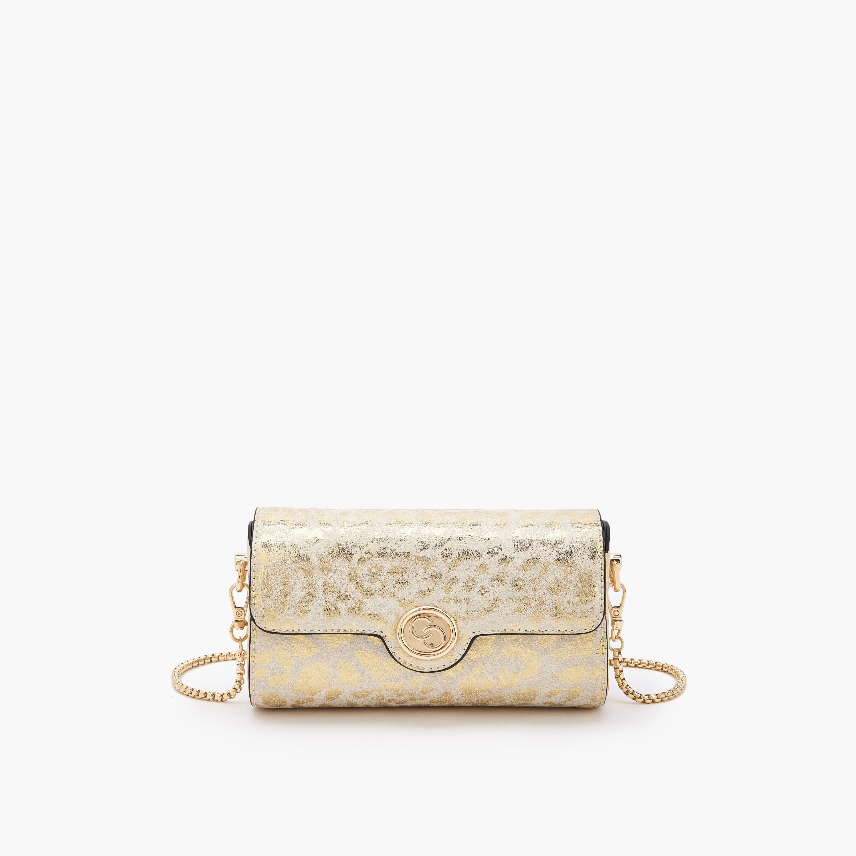Celeste Metallic Print Crossbody Bag with Chain Strap-women-bagsandwallets-handbags-image-1