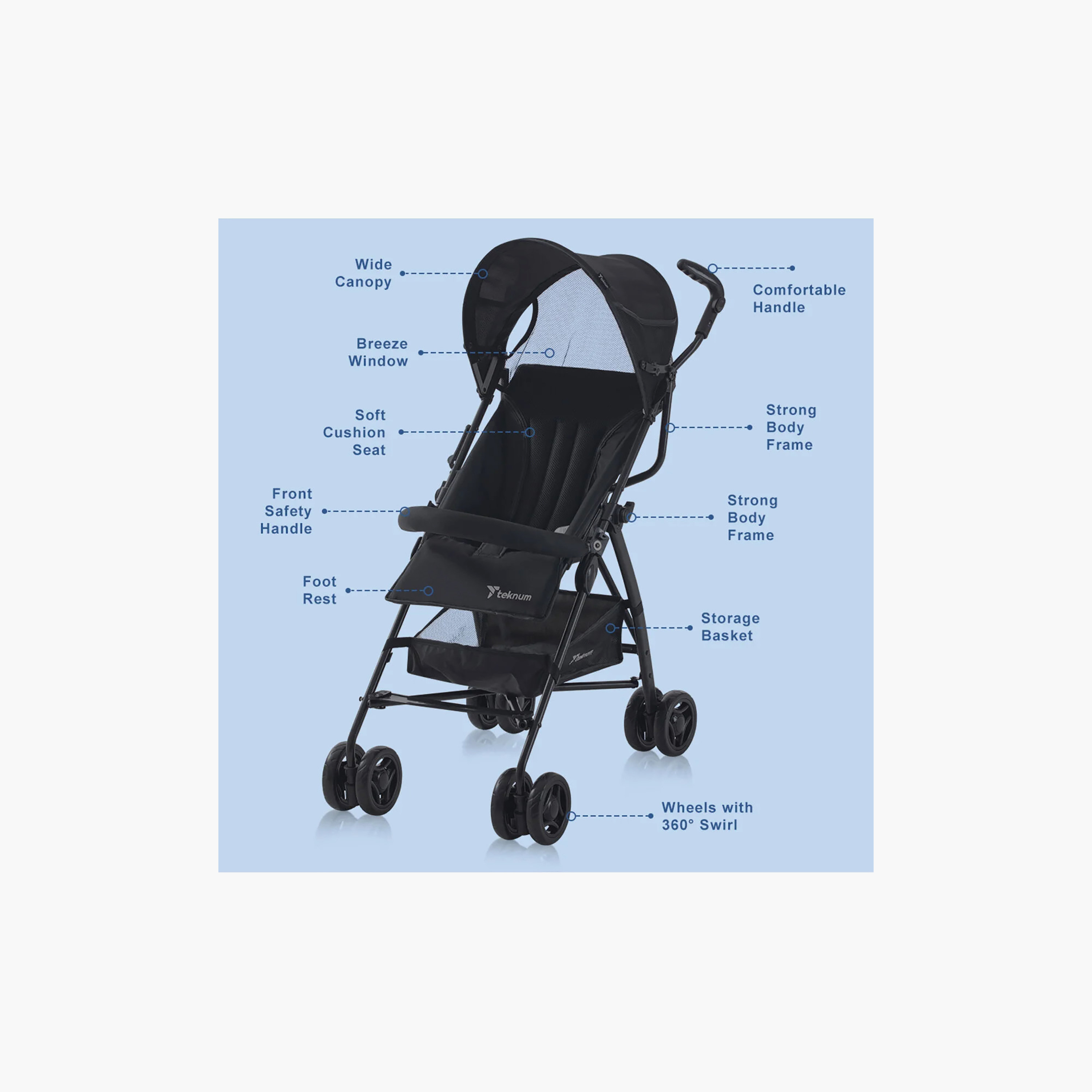 Teknum Eco Lite Stroller - Black-baby-gear-strollersandprams-strollers-image-7
