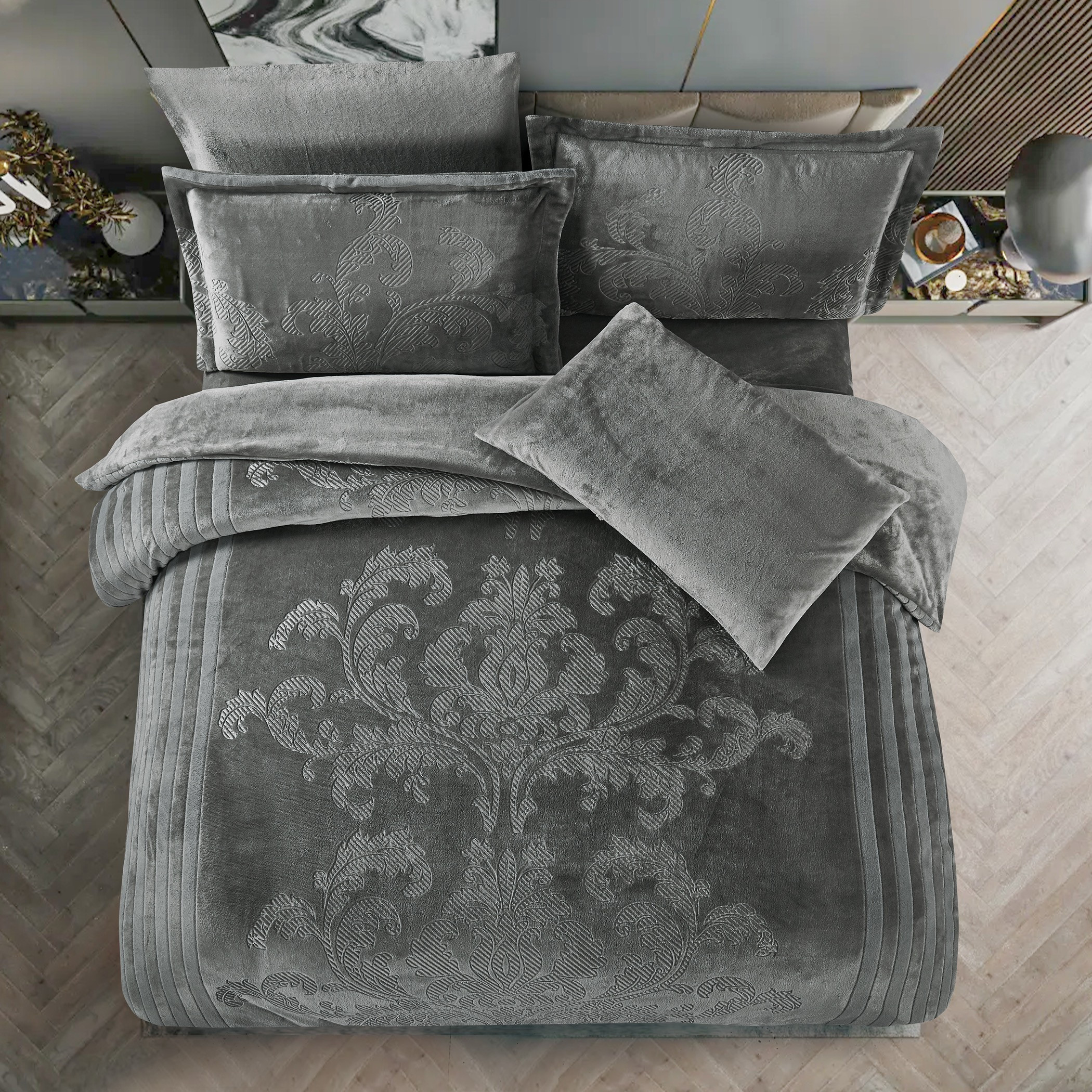 طقم لحاف مخملي منقوش للسرير-household-bedding-comfortersandbedspreads-comforters-image-2