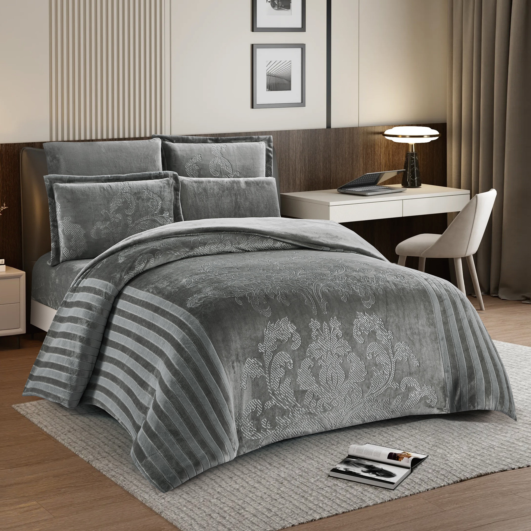 طقم لحاف مخملي منقوش للسرير-household-bedding-comfortersandbedspreads-comforters-image-6