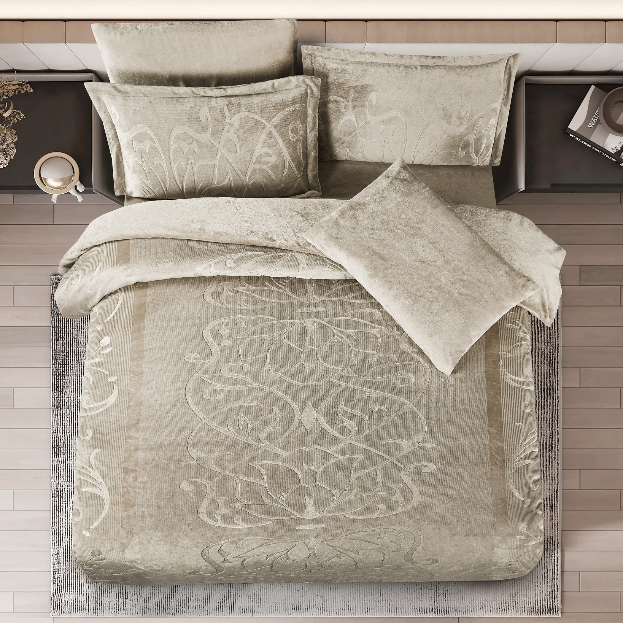 طقم لحاف مخملي منقوش فخم-household-bedding-comfortersandbedspreads-comforters-image-2