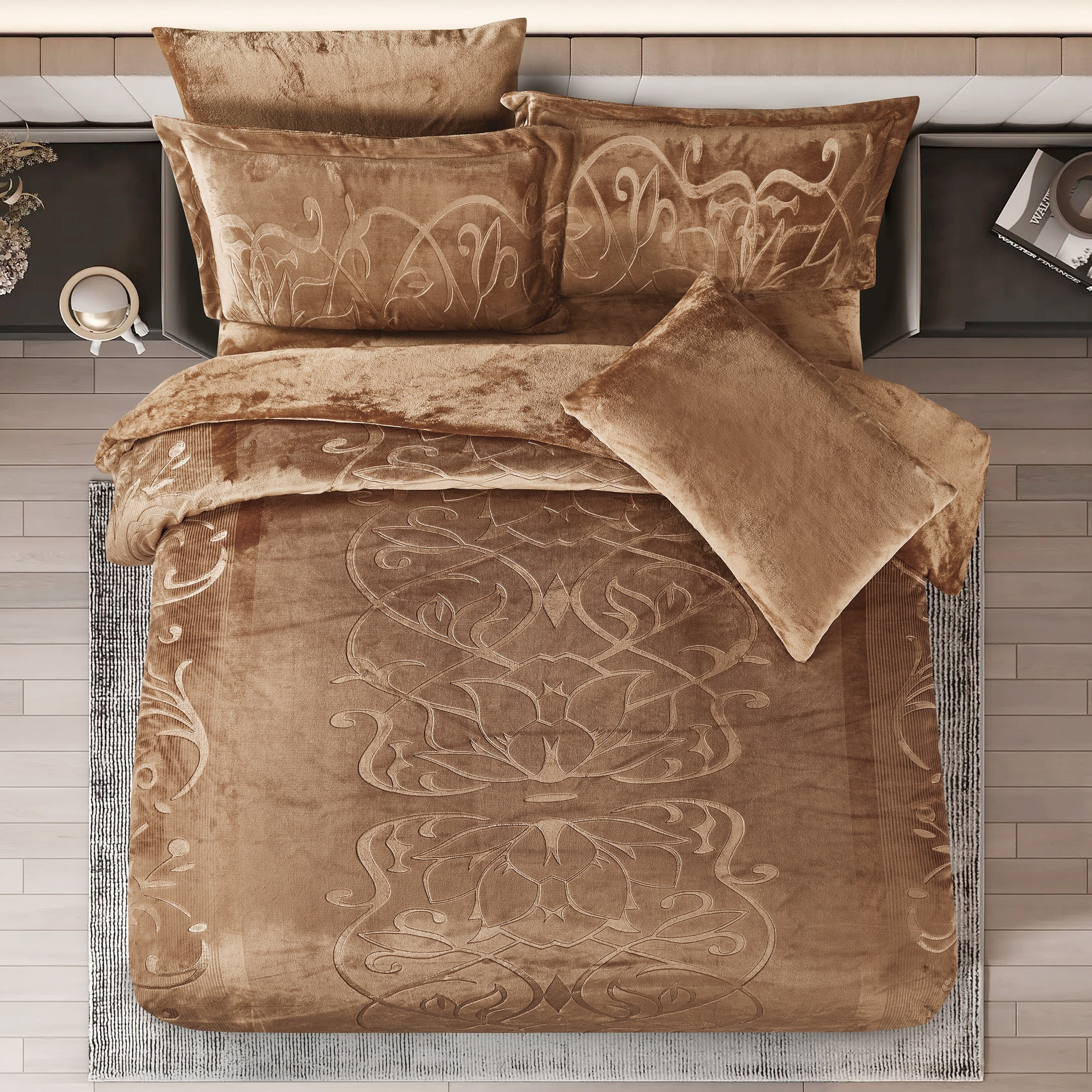 طقم لحاف مخملي منقوش كينج-household-bedding-comfortersandbedspreads-comforters-image-2