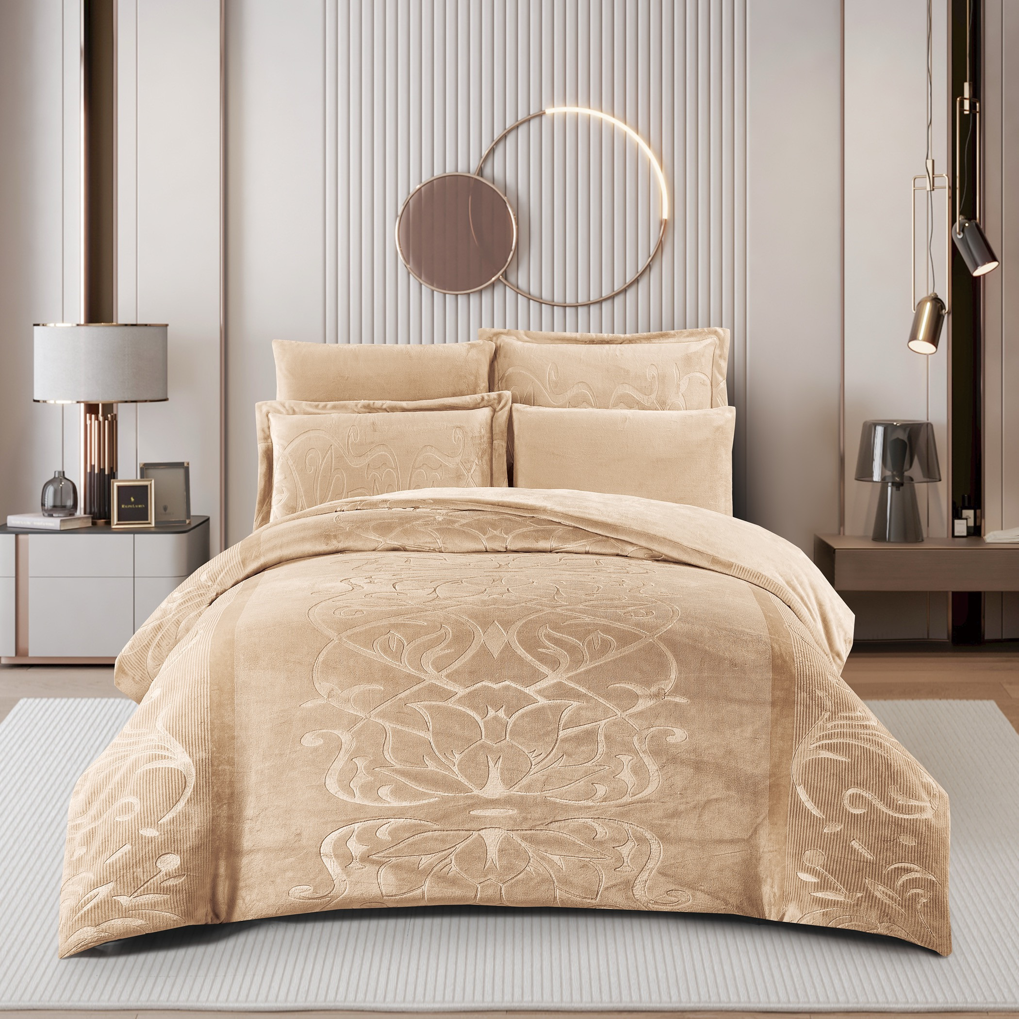 طقم لحاف مخمل منقوش كينج-household-bedding-comfortersandbedspreads-comforters-image-1