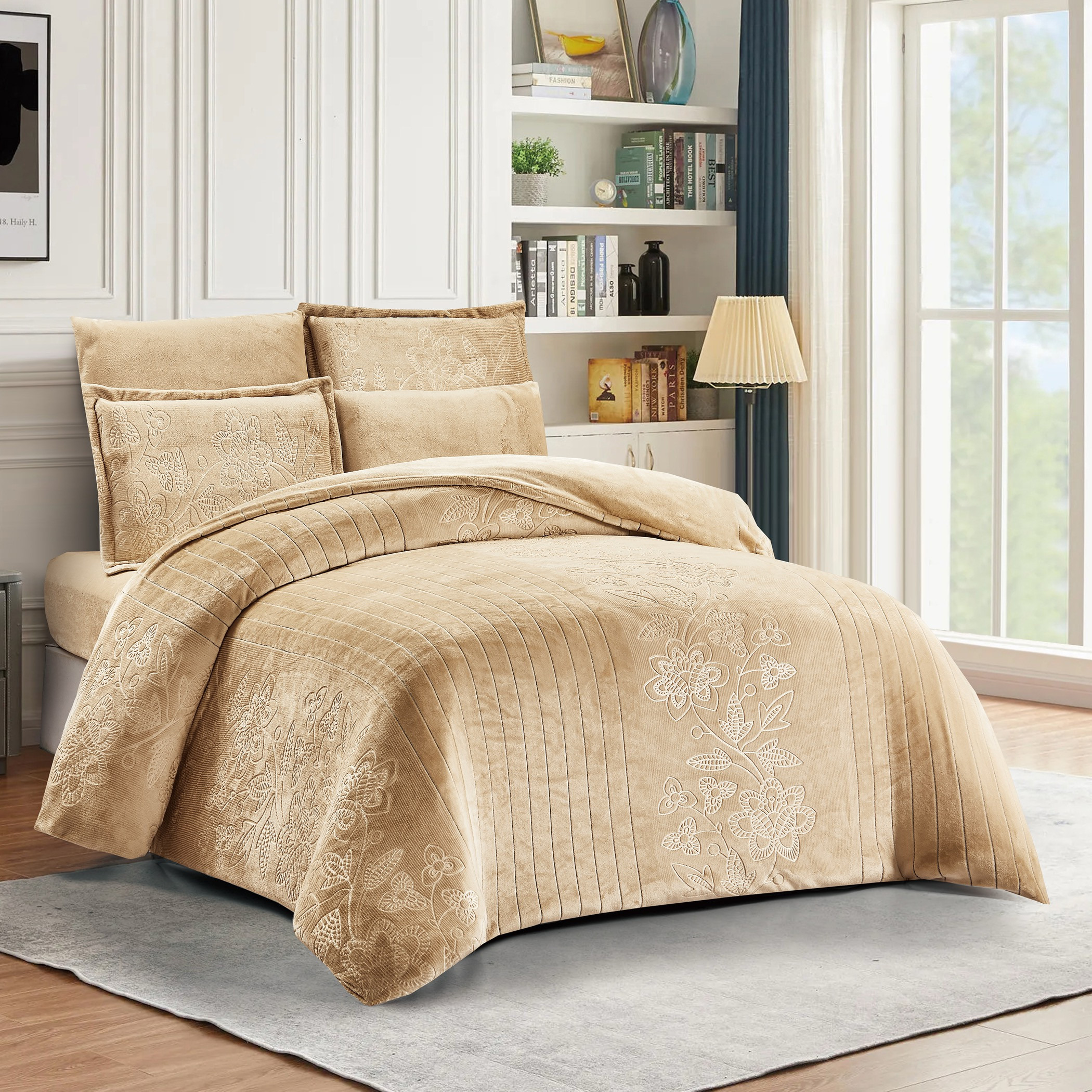 طقم لحاف مخمل منقوش كينج-household-bedding-pillows-image-2