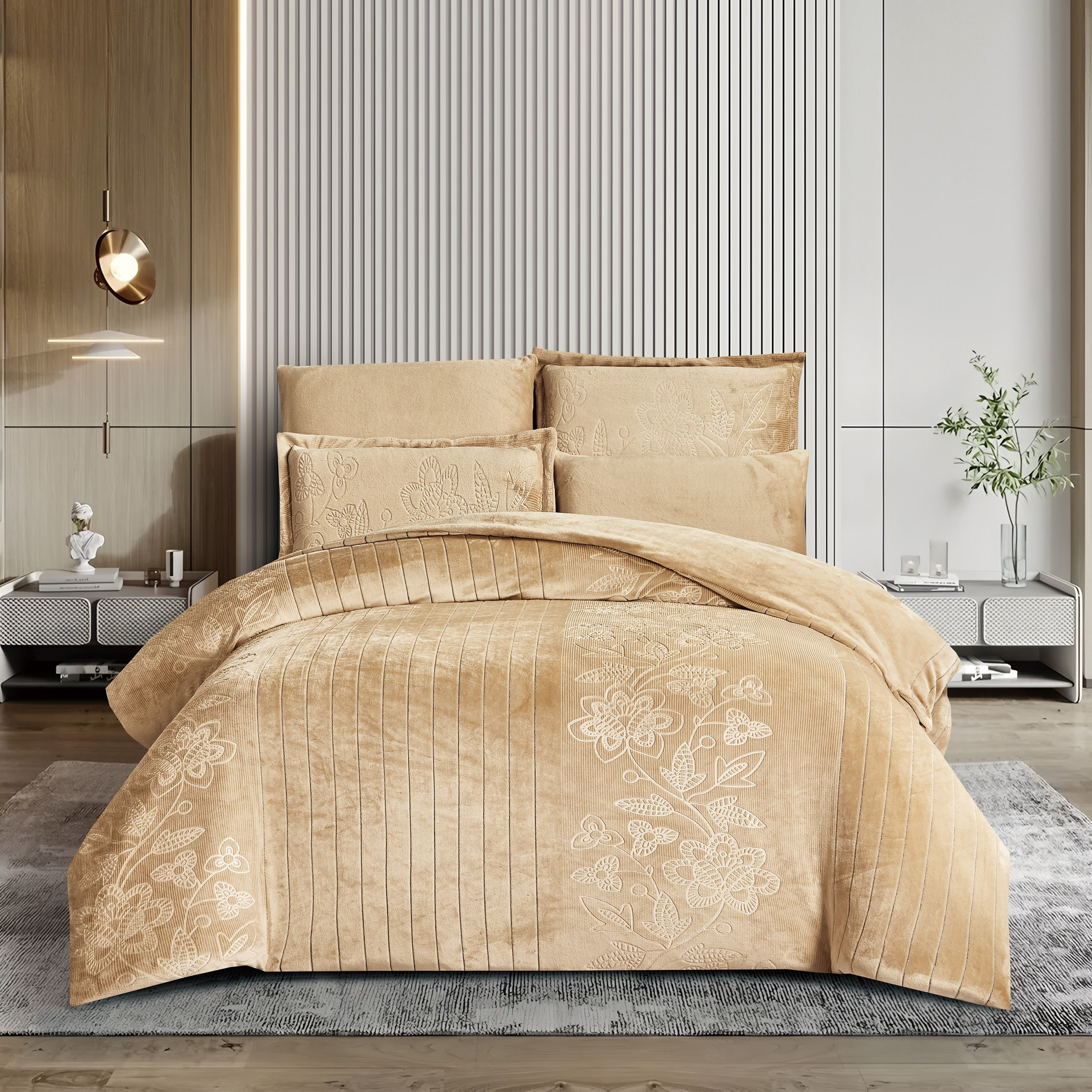طقم لحاف مخمل منقوش كينج-household-bedding-pillows-image-6