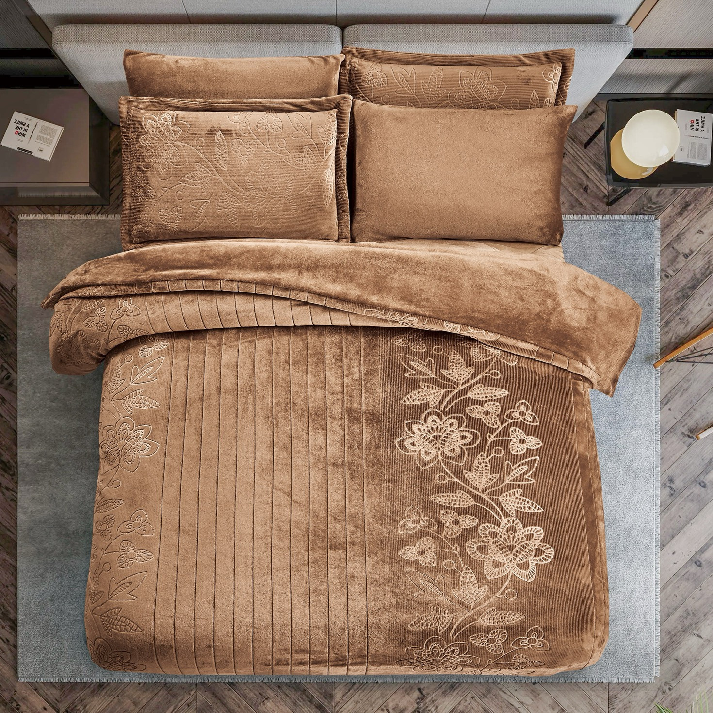 Embossed Floral Velvet Comforter Set-household-bedding-comfortersandbedspreads-comforters-image-2