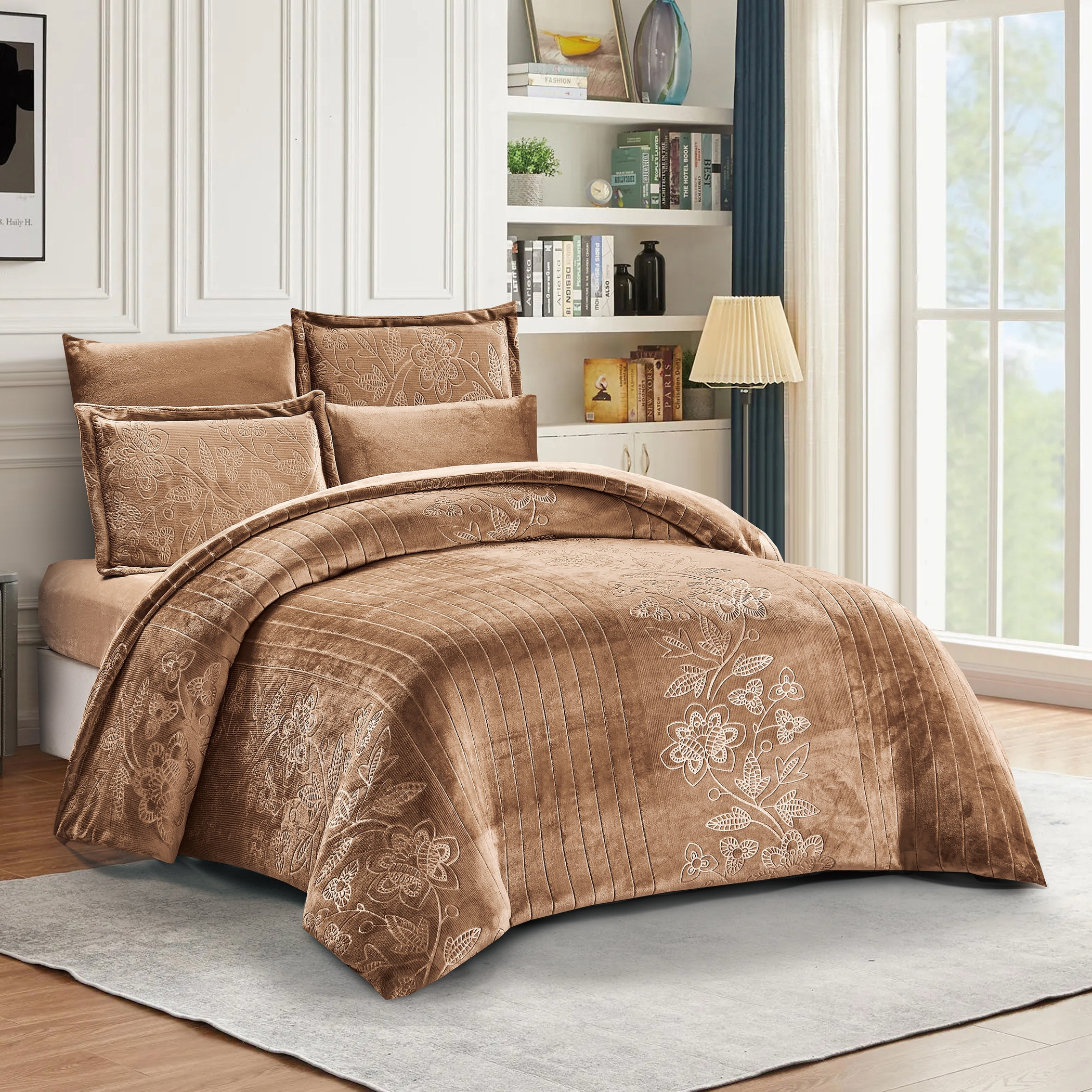 Embossed Floral Velvet Comforter Set-household-bedding-comfortersandbedspreads-comforters-image-6