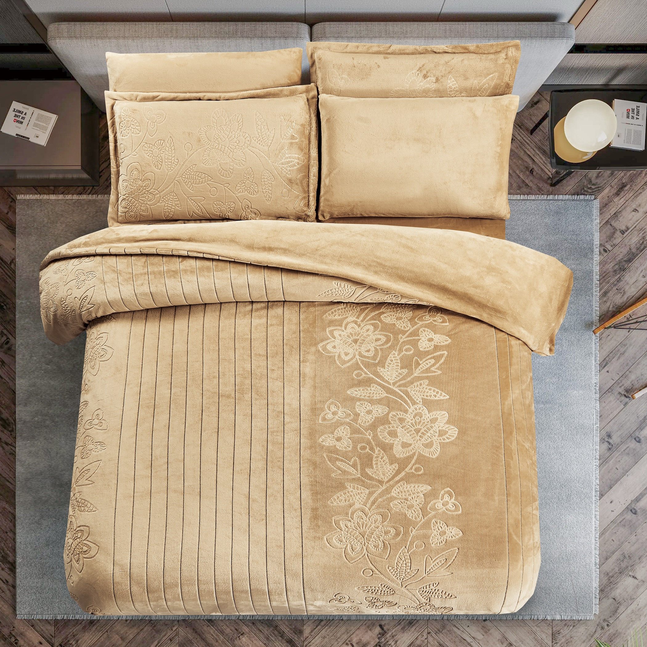 Embossed Velvet Comforter Set Floral Design-household-bedding-comfortersandbedspreads-comforters-image-2