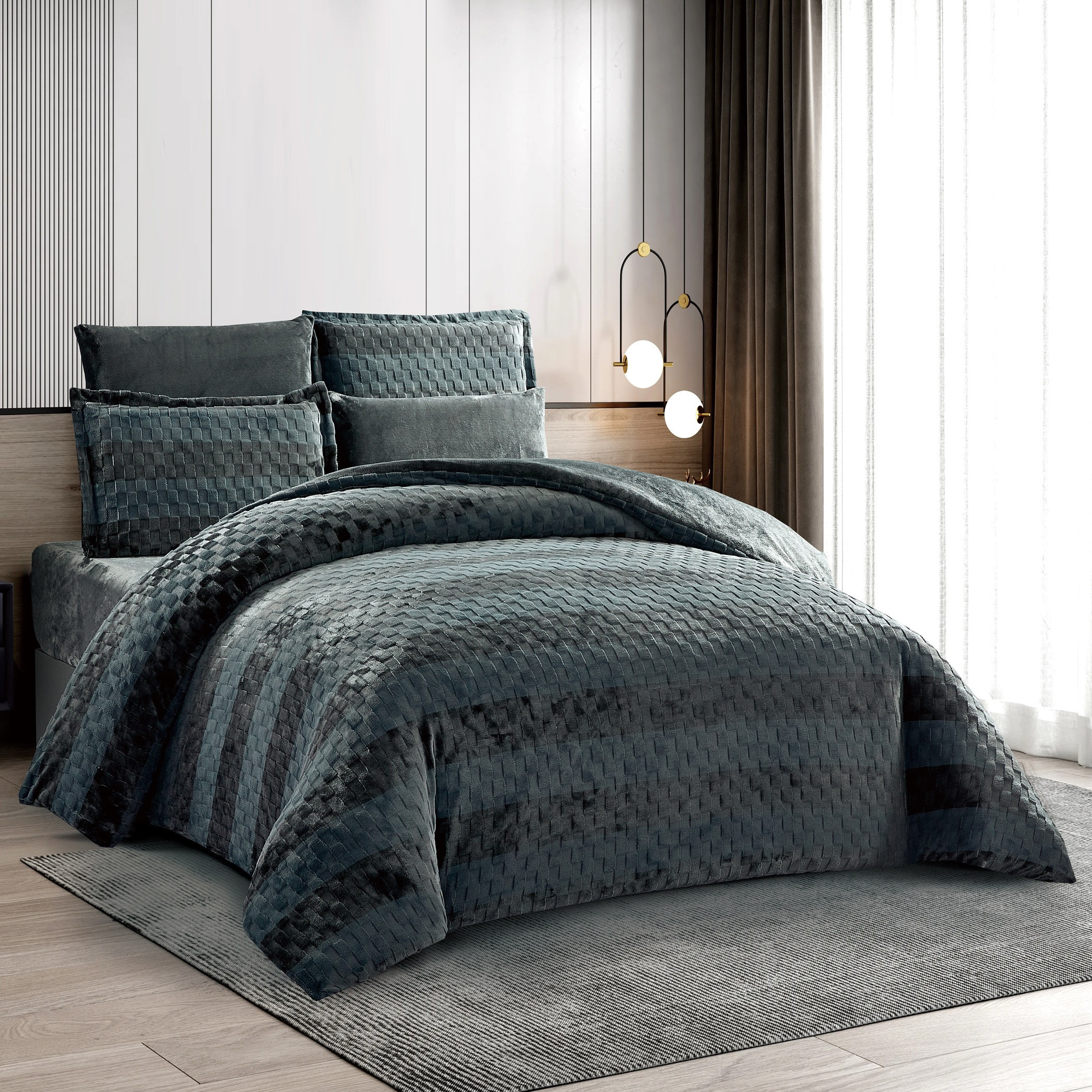 طقم لحاف مخملي بنمط منسوج-household-bedding-comfortersandbedspreads-comforters-image-4