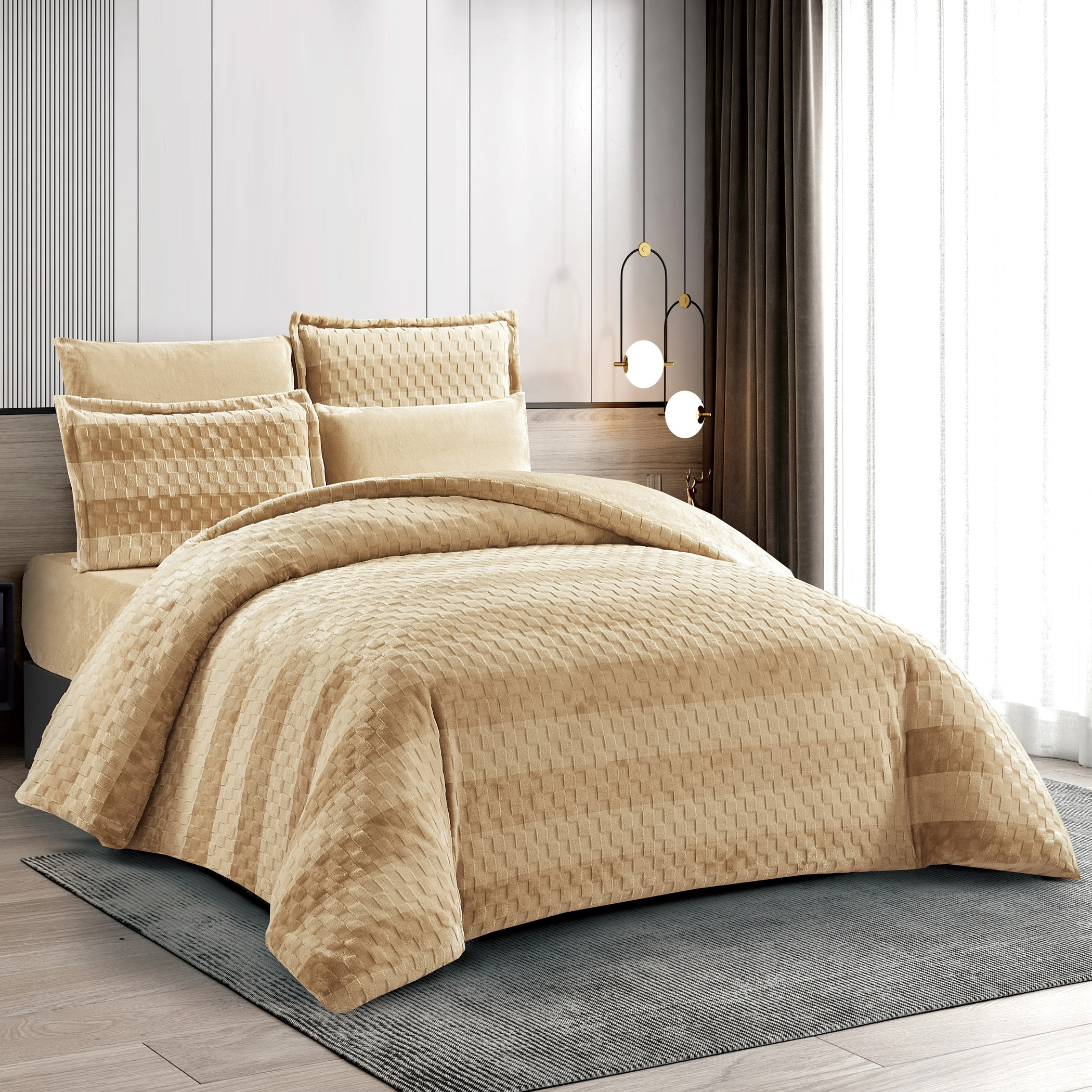 طقم لحاف مخملي منقوش كينج-household-bedding-comfortersandbedspreads-comforters-image-4