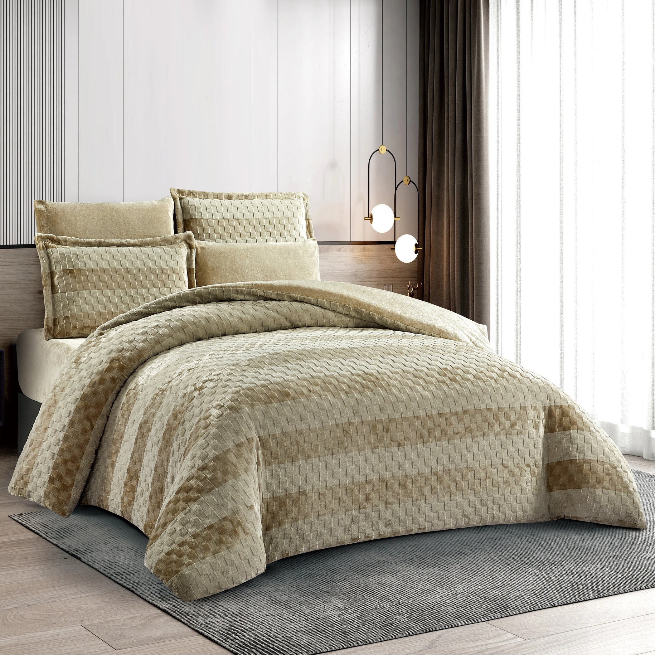Woven Plush Velvet Comforter Set-household-bedding-comfortersandbedspreads-comforters-image-1