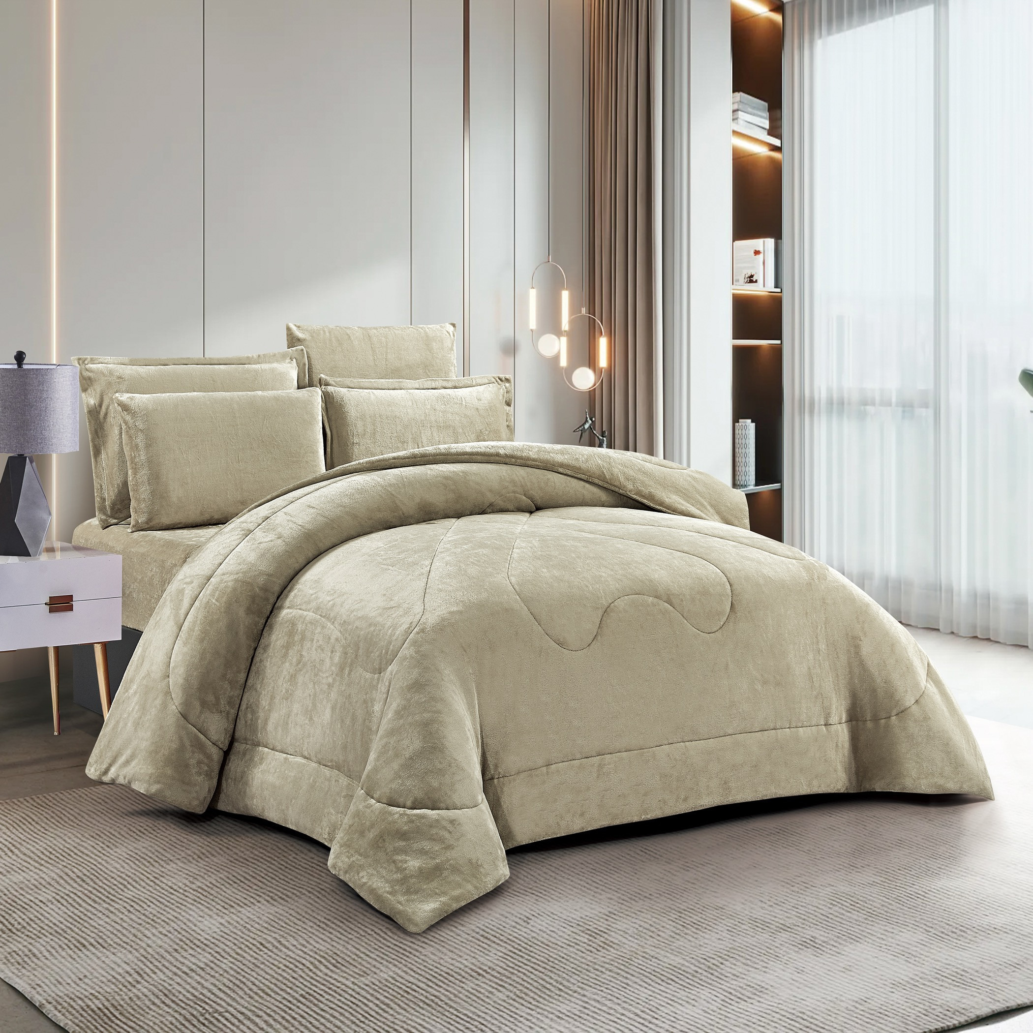 Plush Velvet Comforter Set King Size-household-bedding-comfortersandbedspreads-comforters-image-2