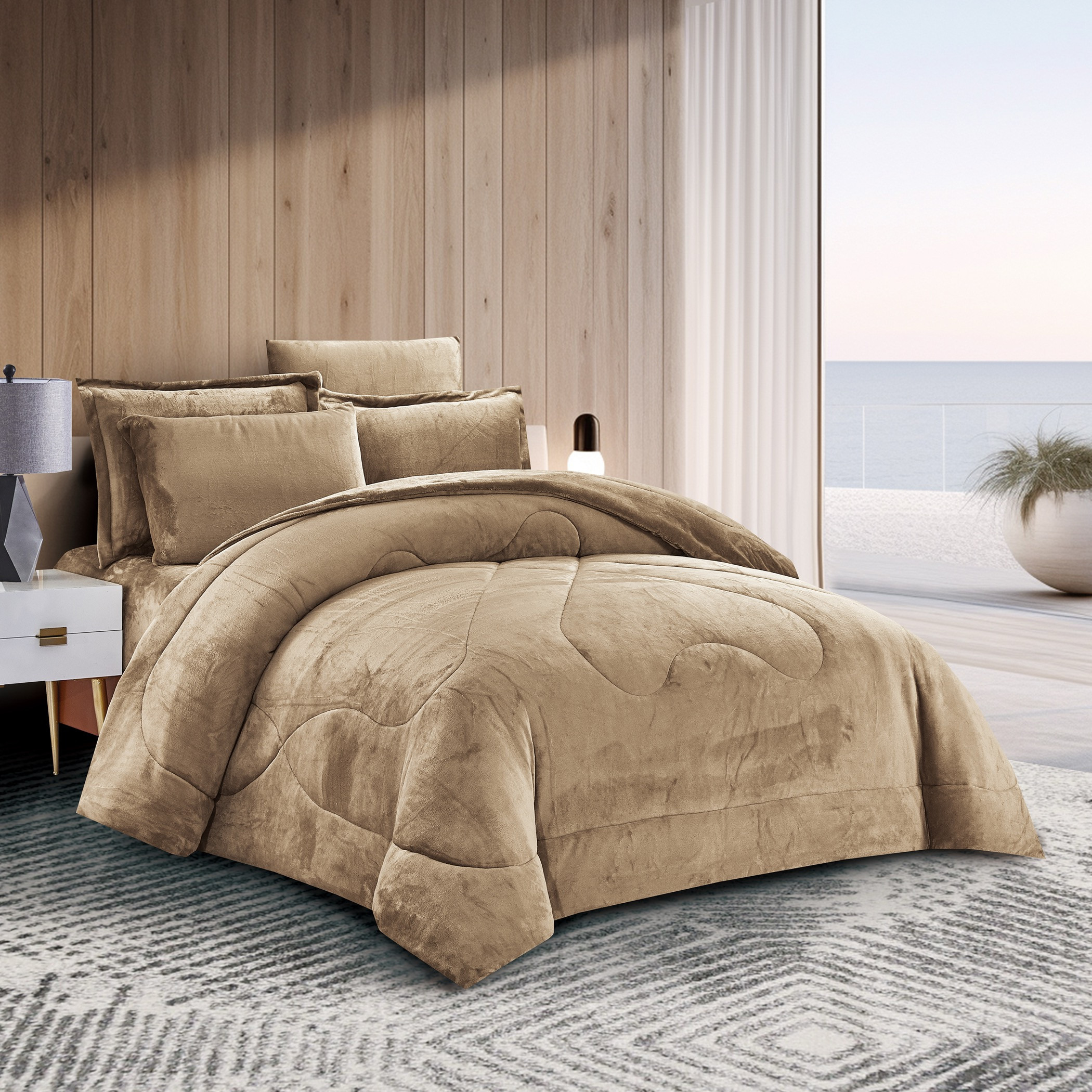 طقم لحاف مخملي فاخر مقاس كينج-household-bedding-comfortersandbedspreads-comforters-image-2