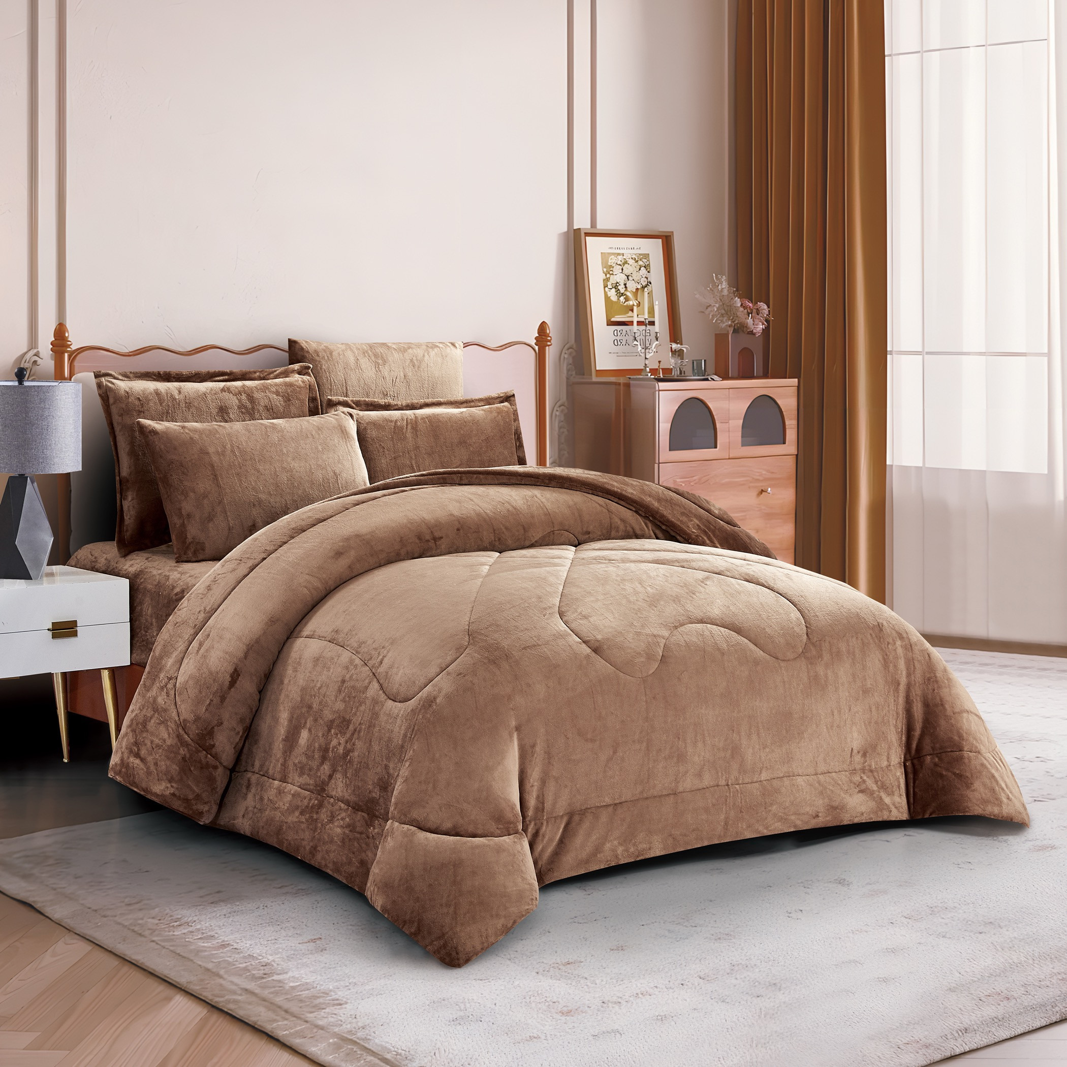 Plush Velvet Comforter Set King Size-household-bedding-comfortersandbedspreads-comforters-image-2