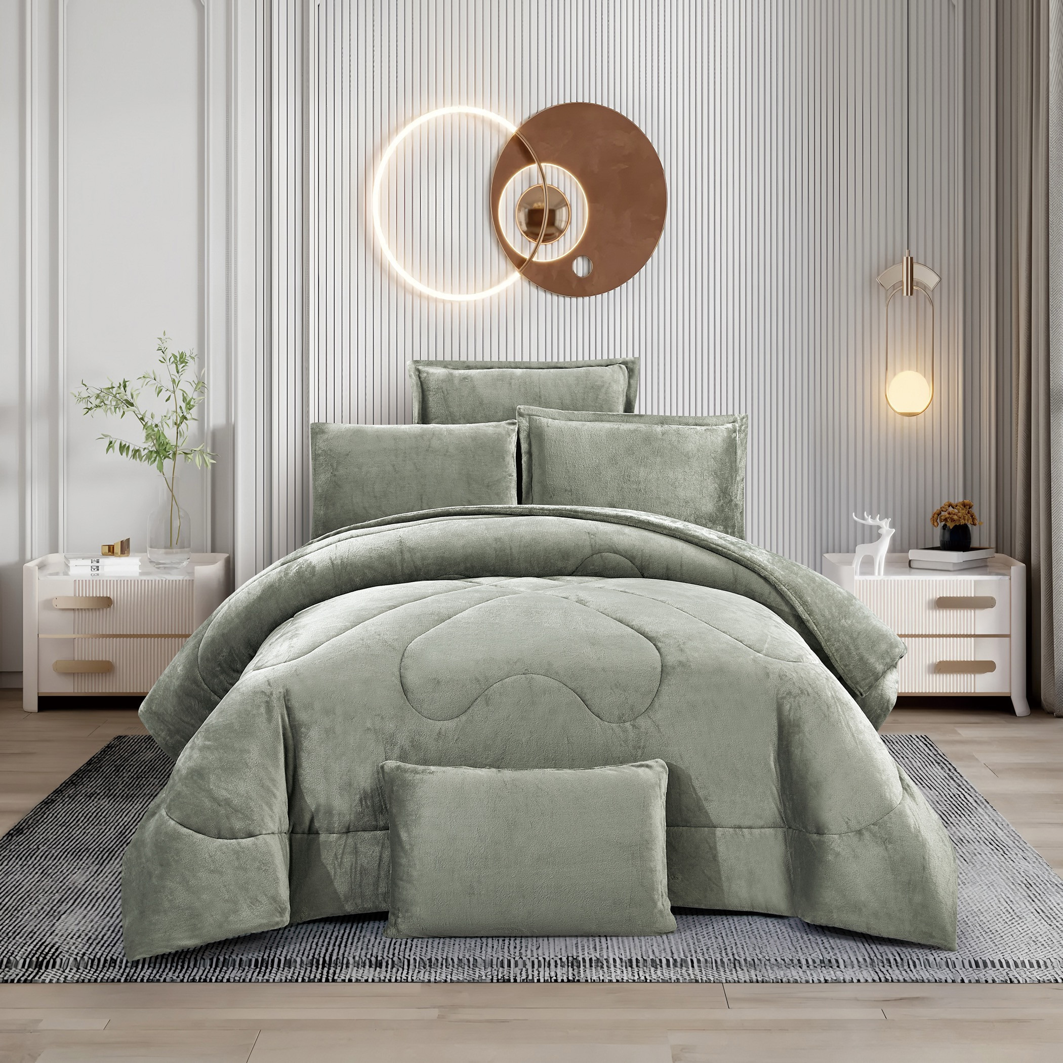 طقم لحاف مخملي فخم كينج-household-bedding-comfortersandbedspreads-comforters-image-1