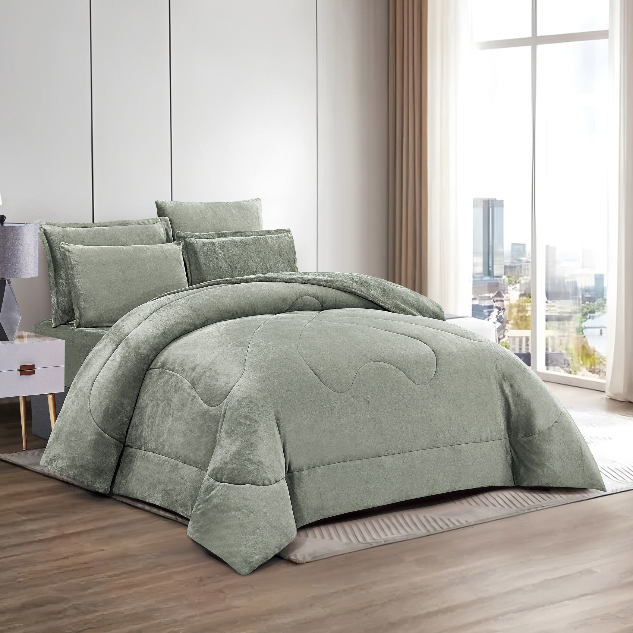 طقم لحاف مخملي فخم كينج-household-bedding-comfortersandbedspreads-comforters-image-2