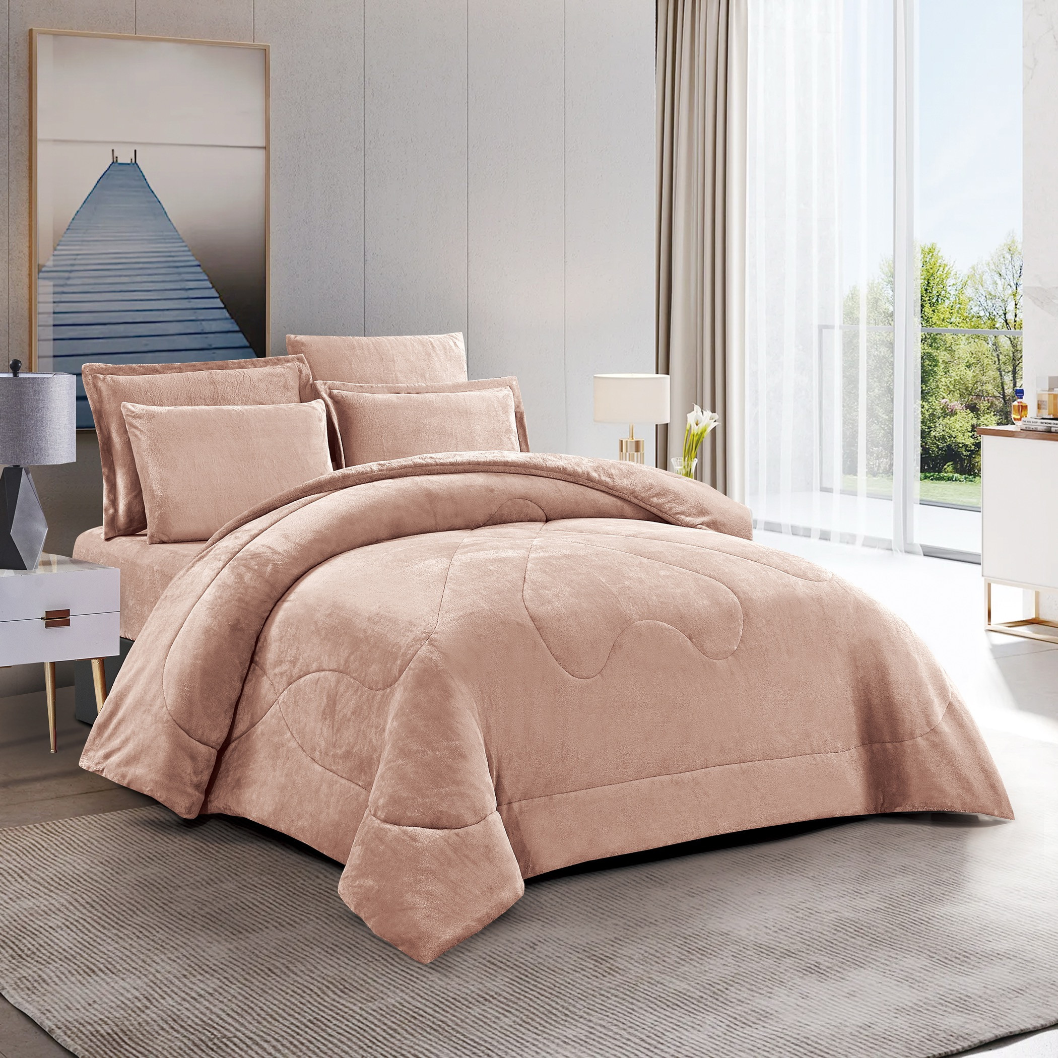 طقم لحاف مخملي فخم كينغ-household-bedding-comfortersandbedspreads-comforters-image-1
