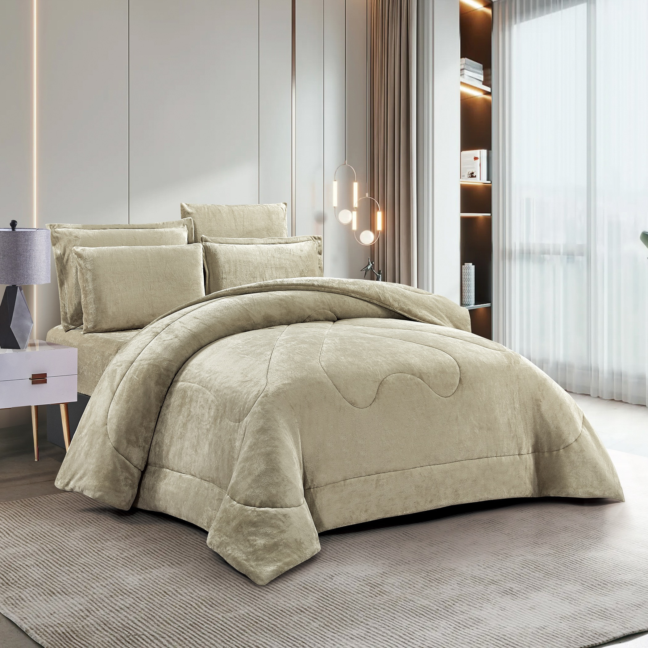 Plush Velvet Comforter Set Four Pieces-household-bedding-comfortersandbedspreads-comforters-image-2