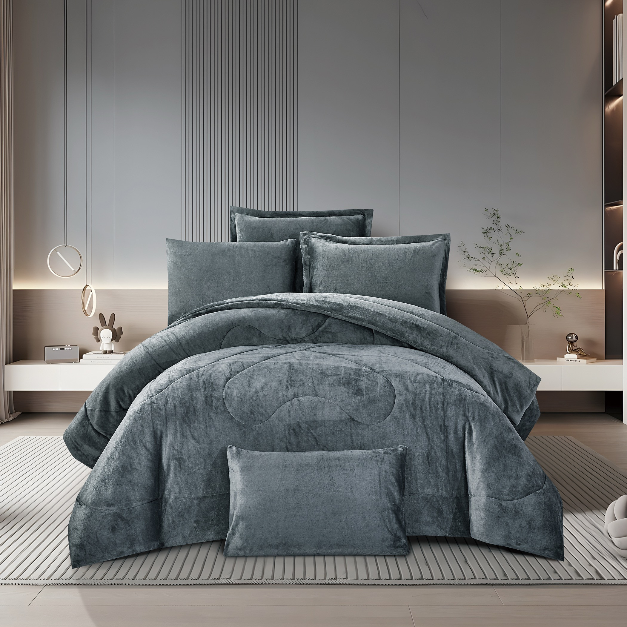 طقم لحاف مخملي فخم-household-bedding-comfortersandbedspreads-comforters-image-1