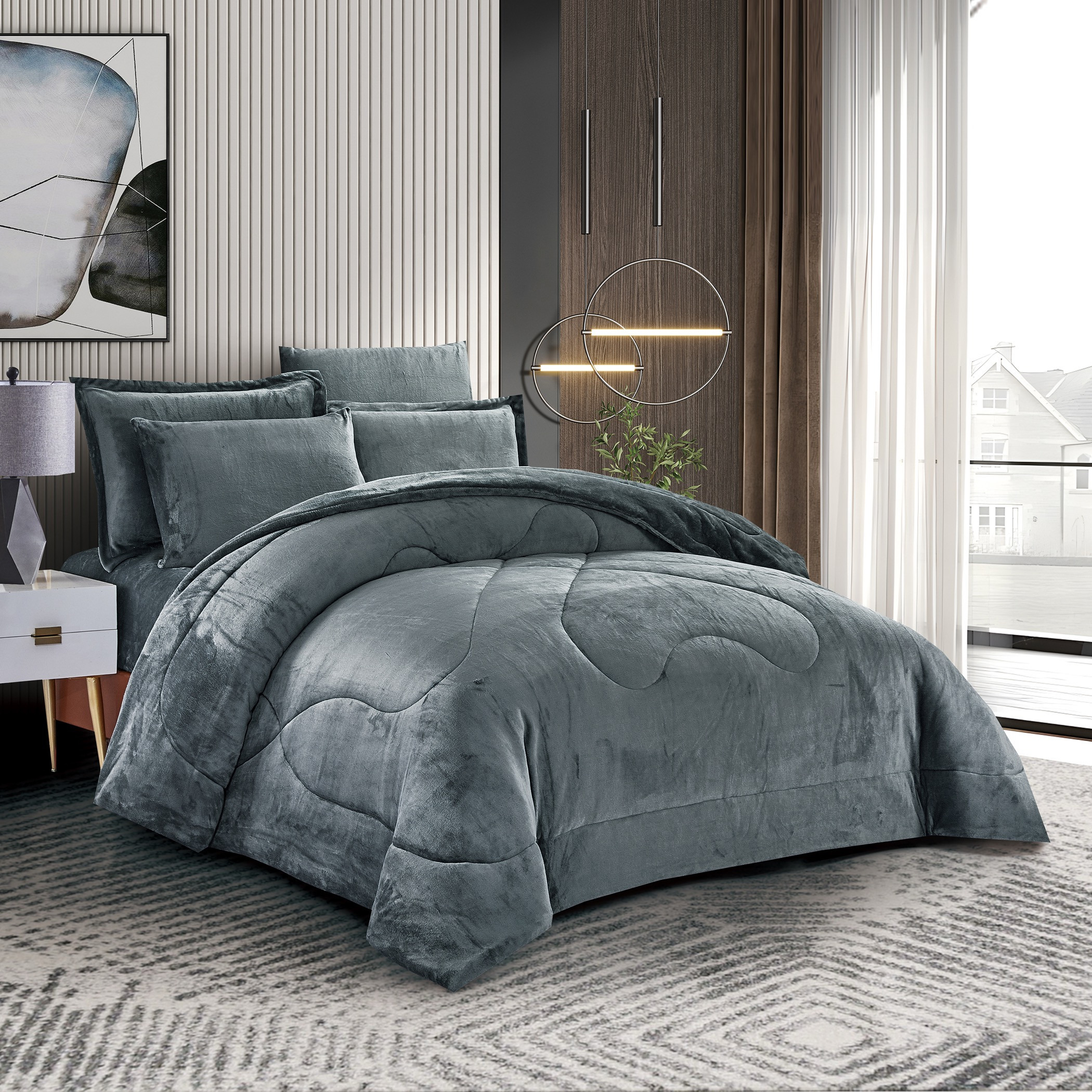 طقم لحاف مخملي فخم-household-bedding-comfortersandbedspreads-comforters-image-2