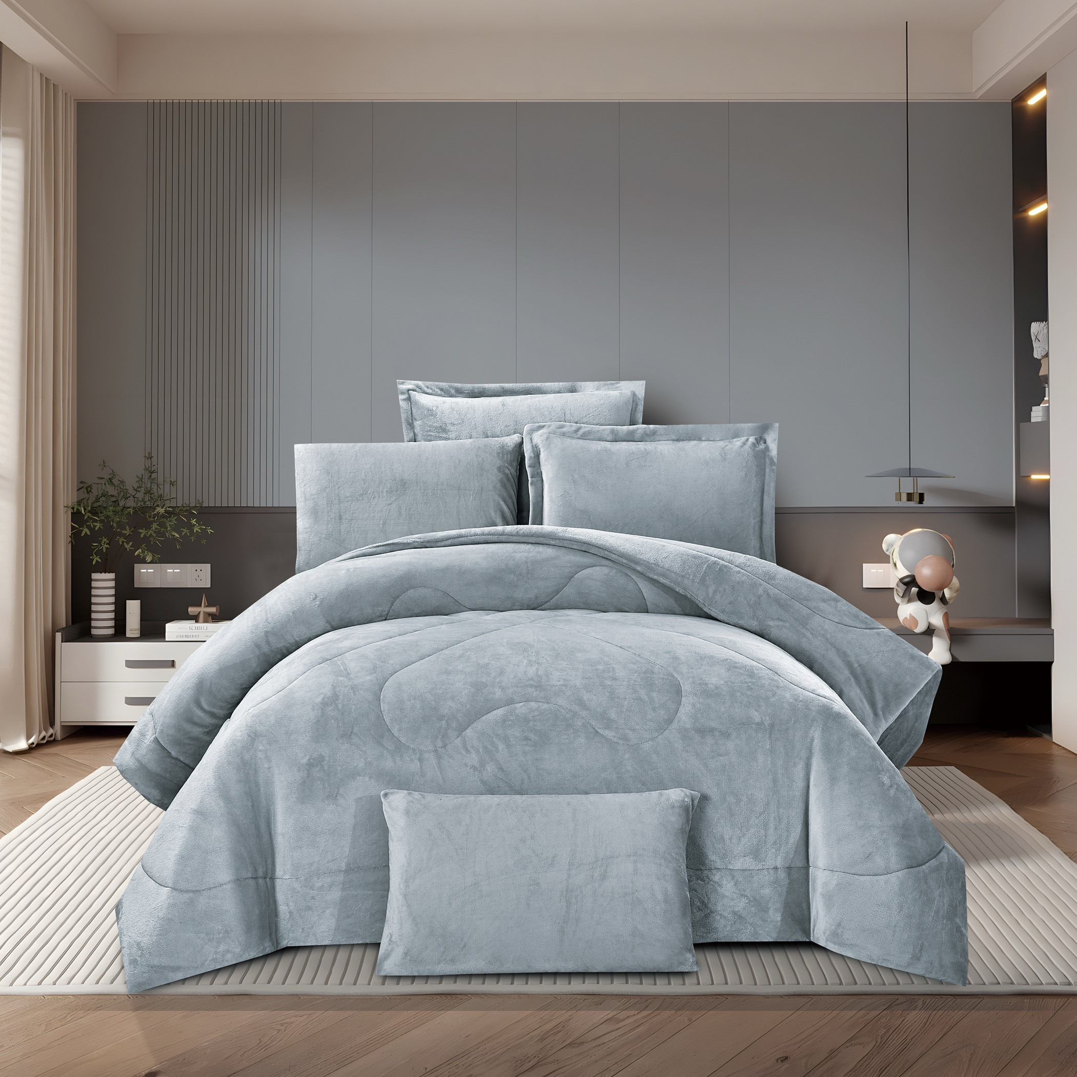 طقم لحاف مخملي مبطن فاخر-household-bedding-comfortersandbedspreads-comforters-image-1