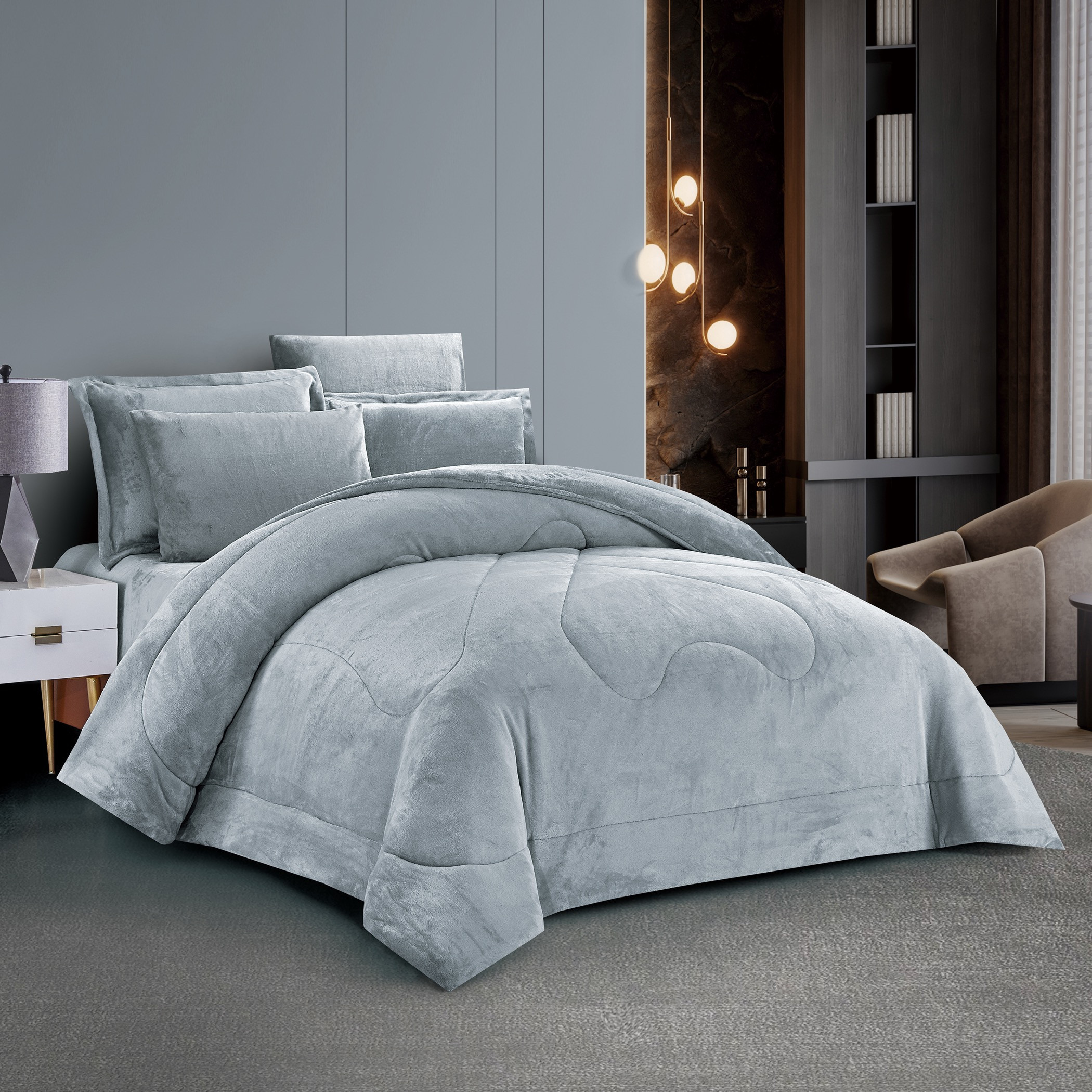 طقم لحاف مخملي مبطن فاخر-household-bedding-comfortersandbedspreads-comforters-image-2