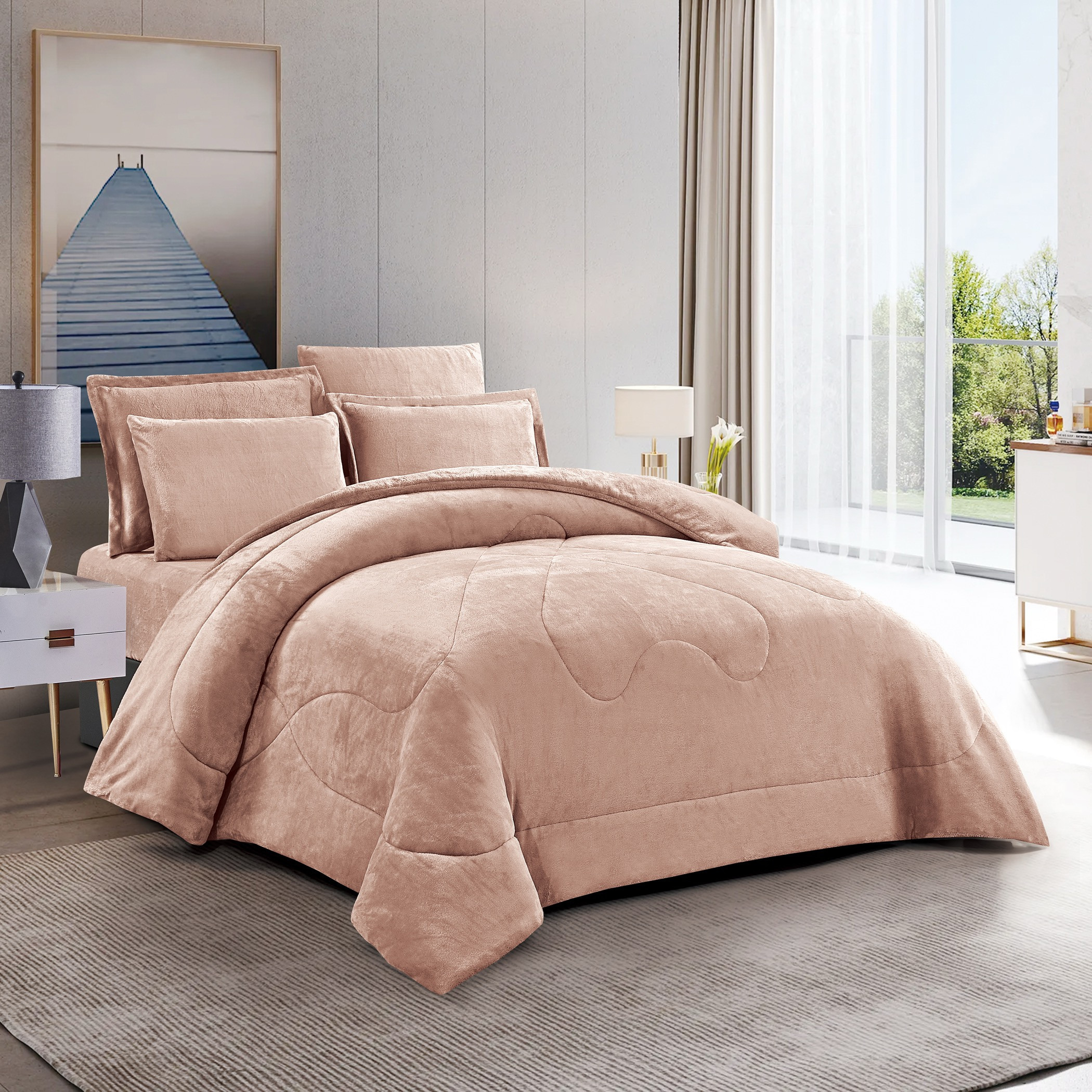 طقم لحاف مخملي مبطن فاخر-household-bedding-comfortersandbedspreads-comforters-image-1
