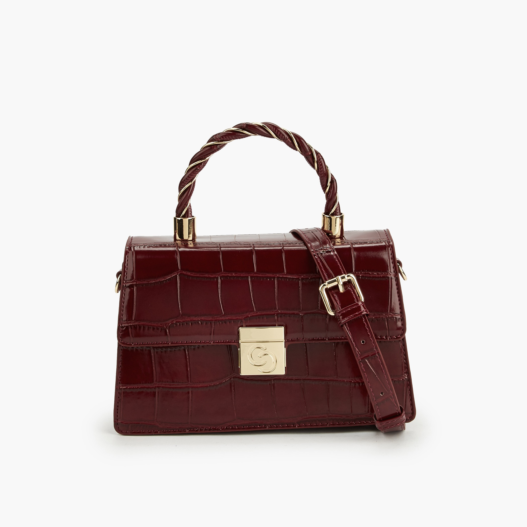 Celeste Textured Satchel Bag with Top Handle-women-bagsandwallets-handbags-image-1