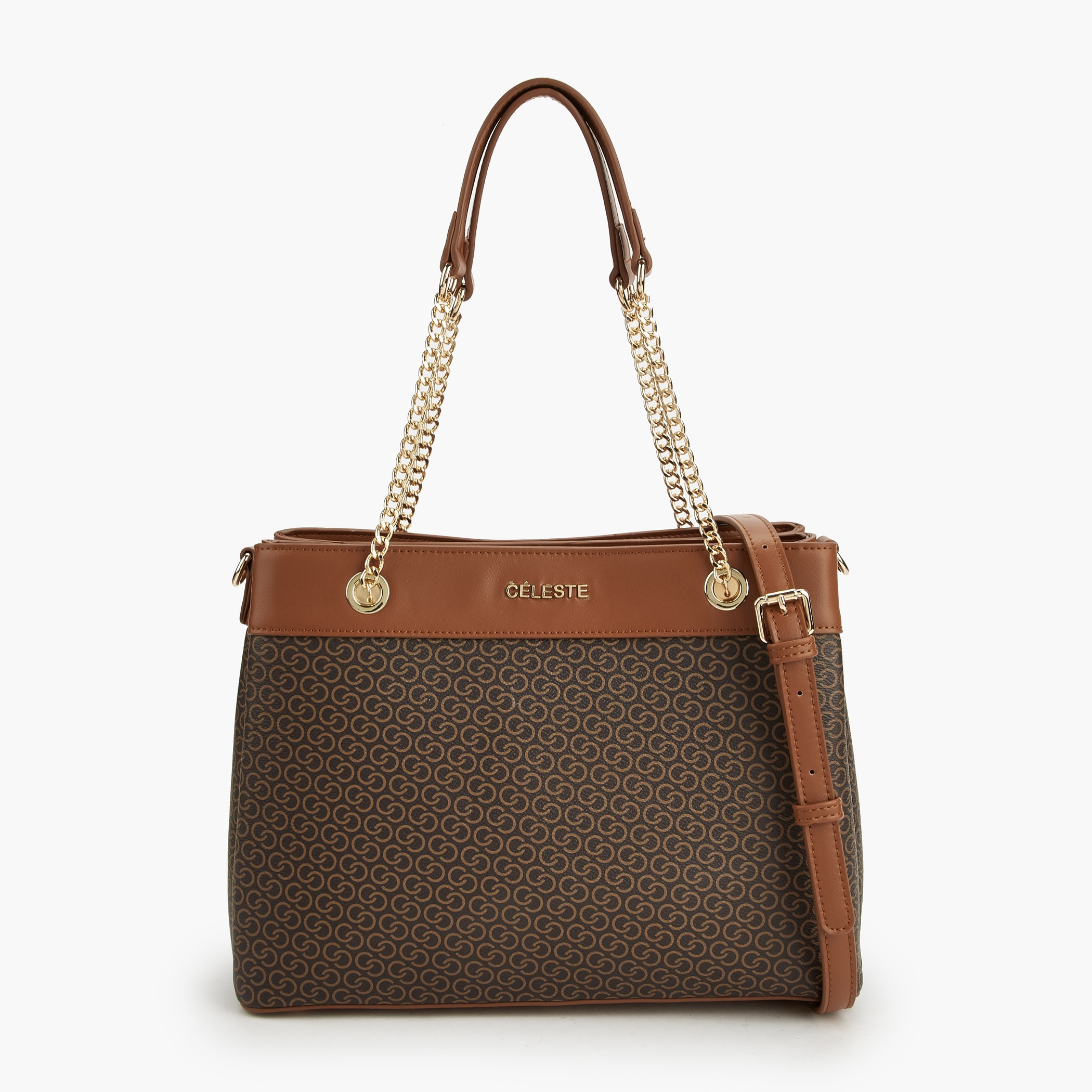 Celeste Monogram Print Tote Bag with Detachable Strap-women-bagsandwallets-handbags-image-1