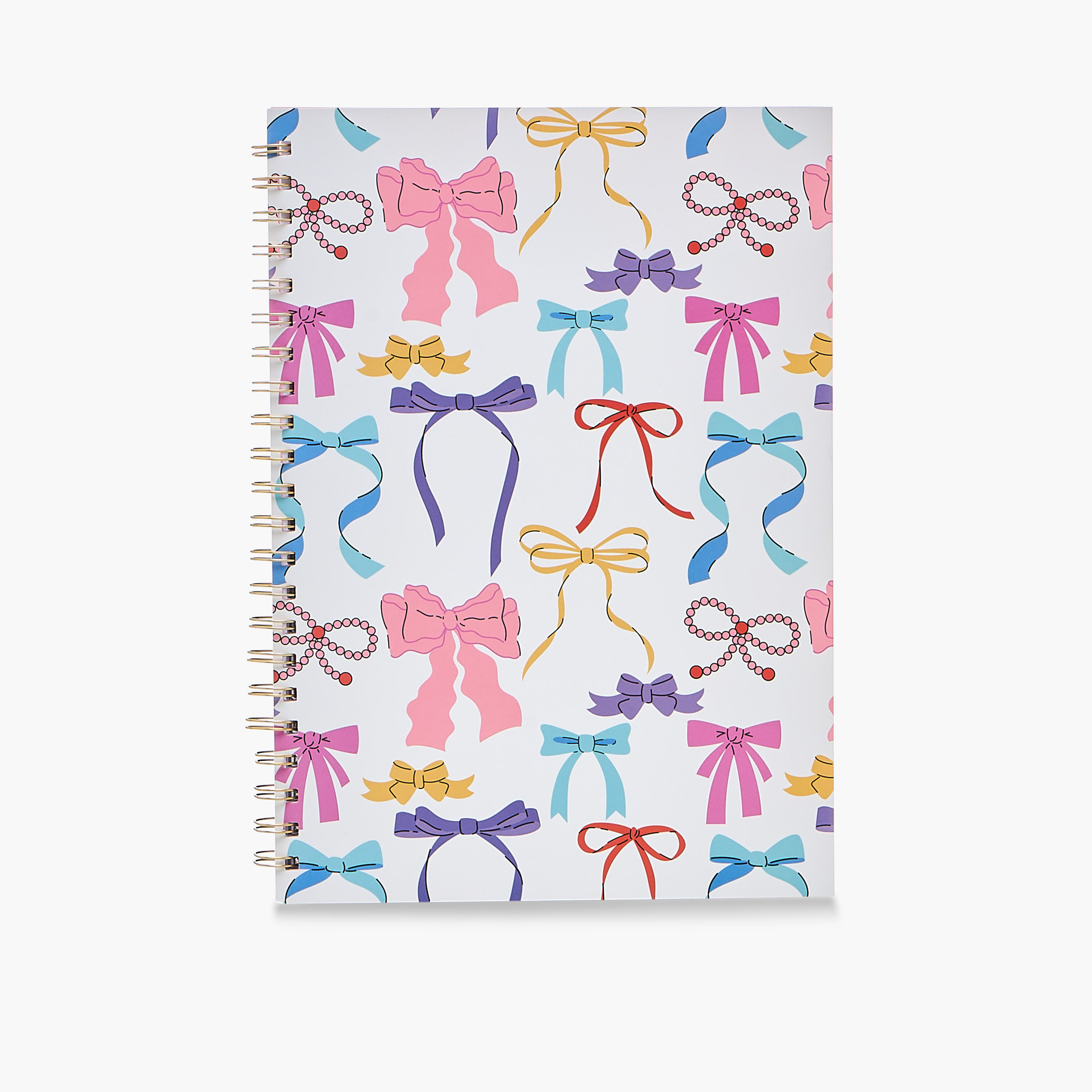 Bow Print A4 Notebook with Spiral Binding - 60 Pages-school-stationery-notebooks-image-1