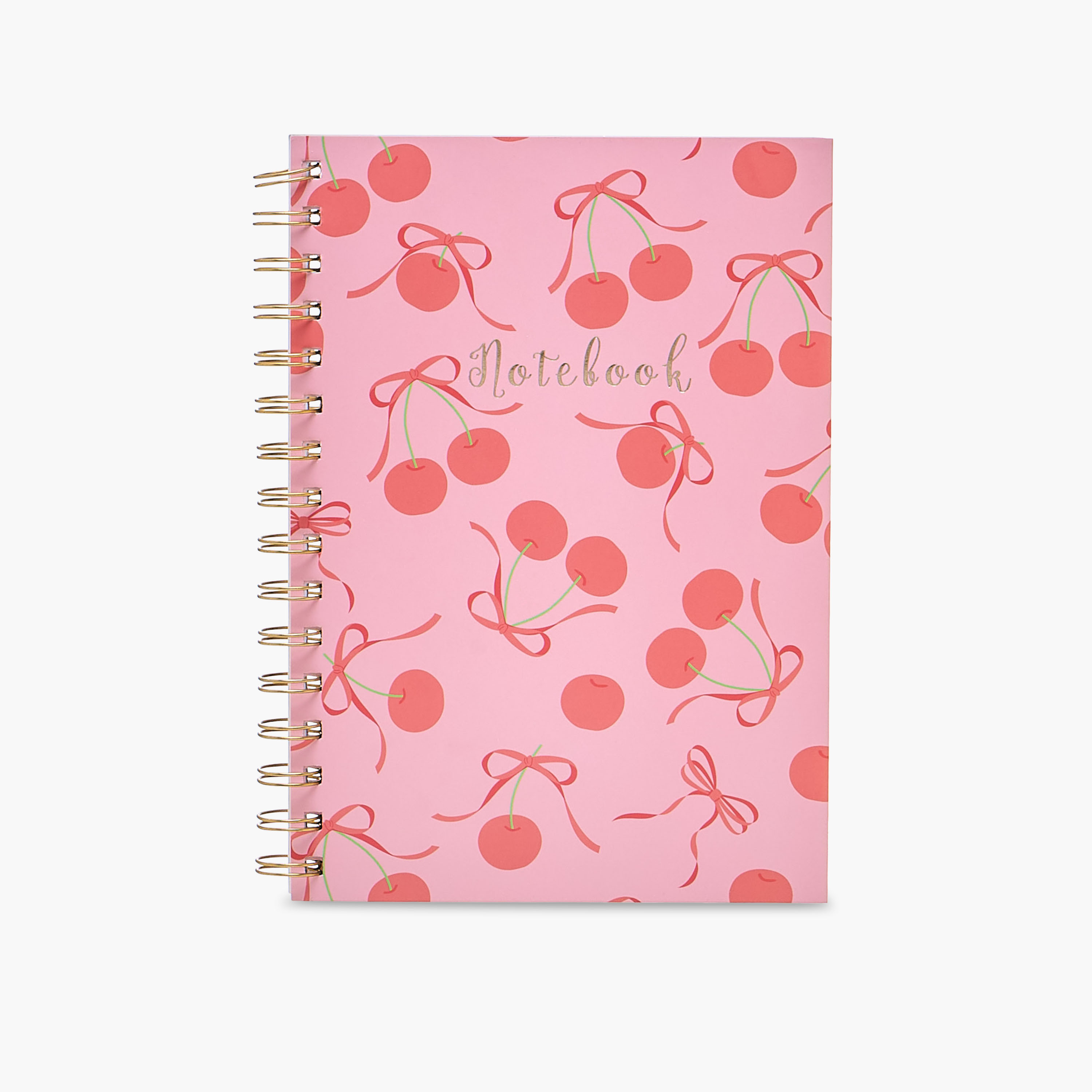 Cherry Print A5 Notebook with Spiral Binding - 60 Pages-school-stationery-notebooks-image-1